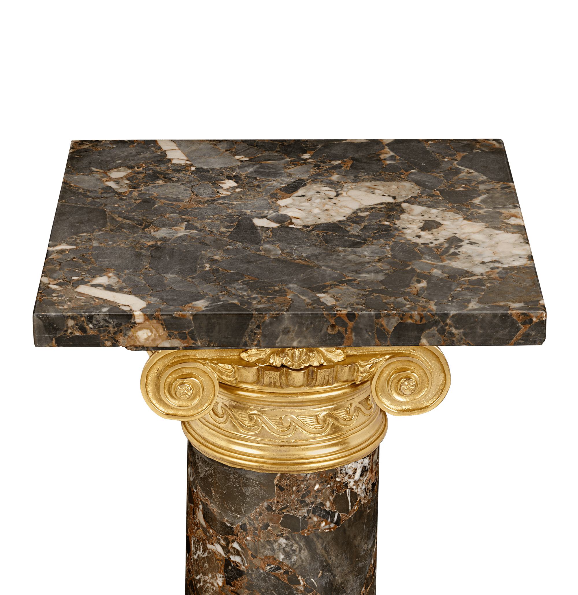 Neoclassical Breccia Marble and Ormolu Pedestals