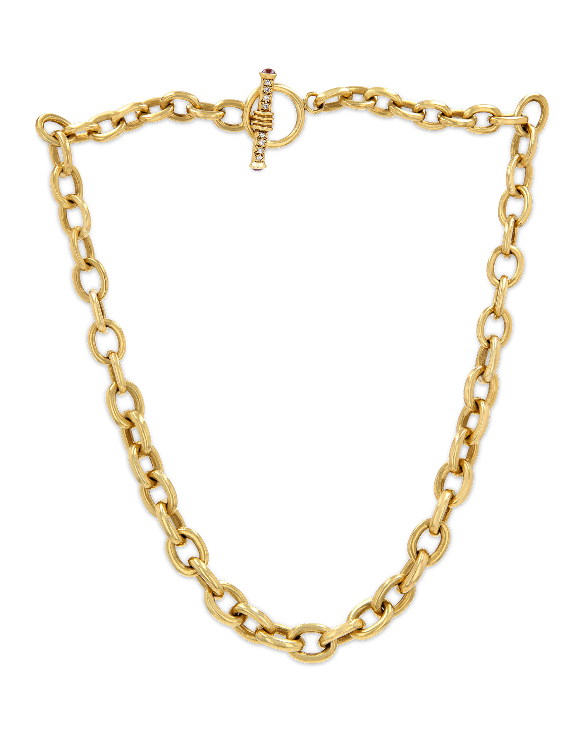 Gold, Ruby and Diamond Link Necklace