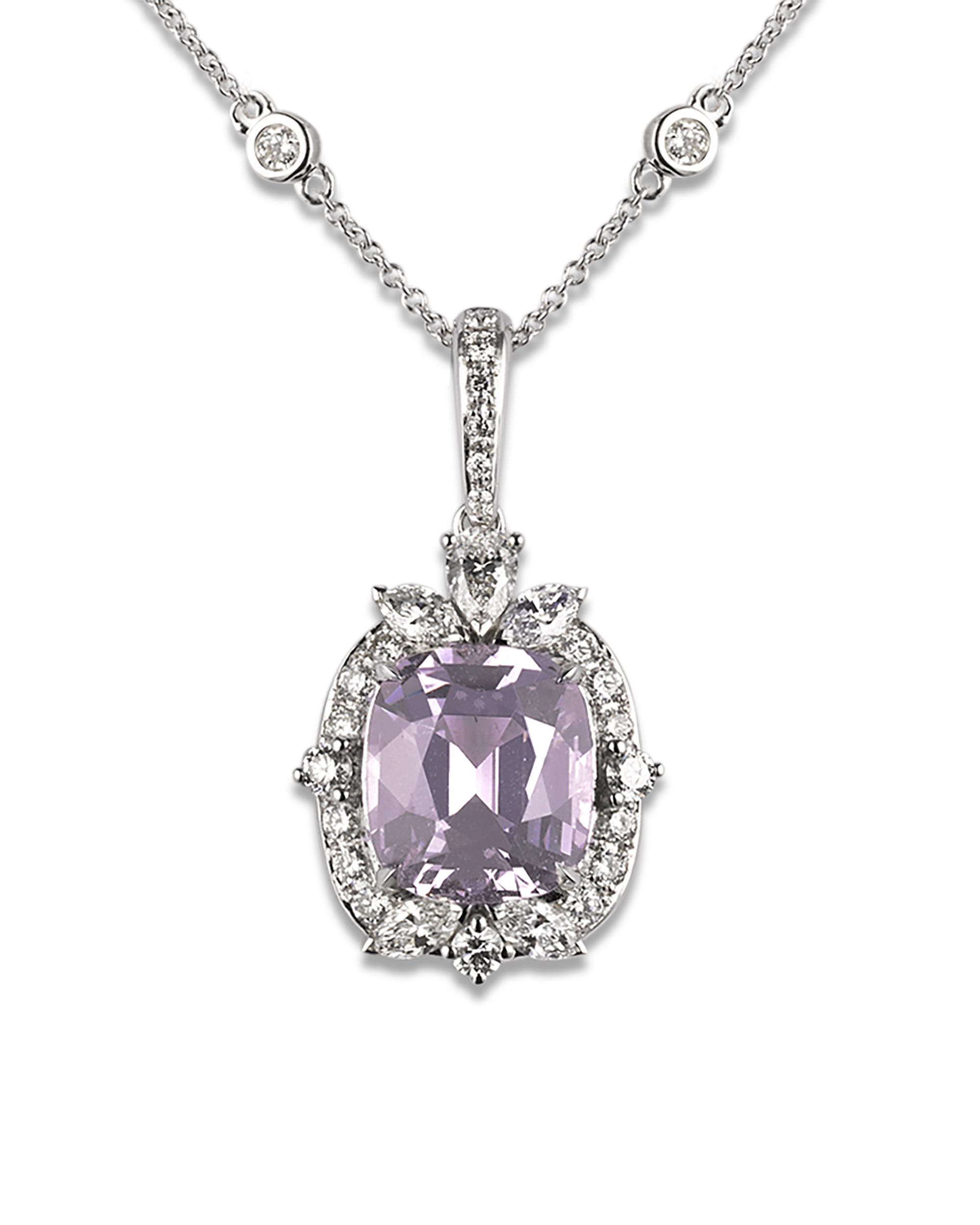 Lavender Spinel Pendant Necklace, 5.51 Carats