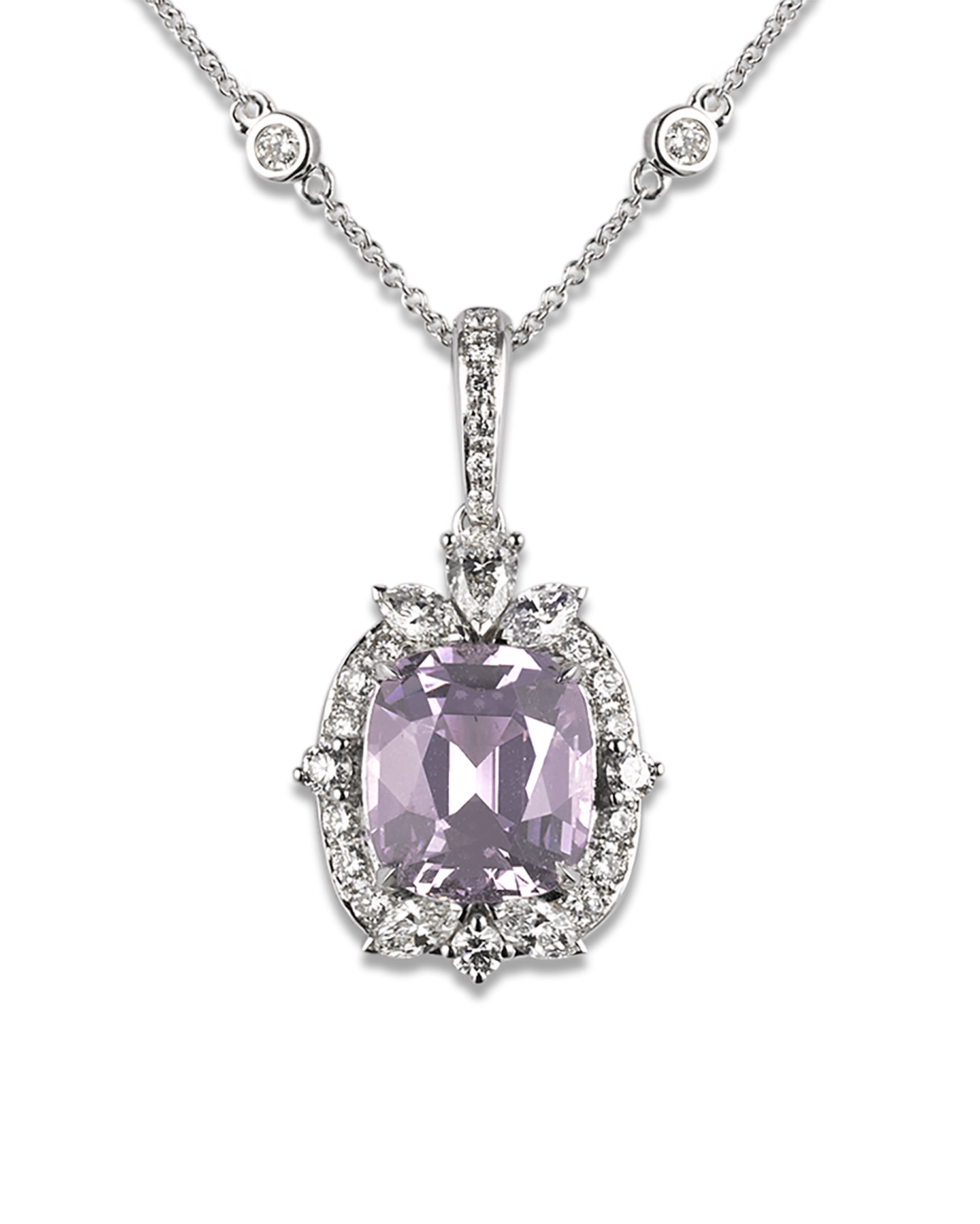 Lavender Spinel Pendant Necklace, 5.51 Carats