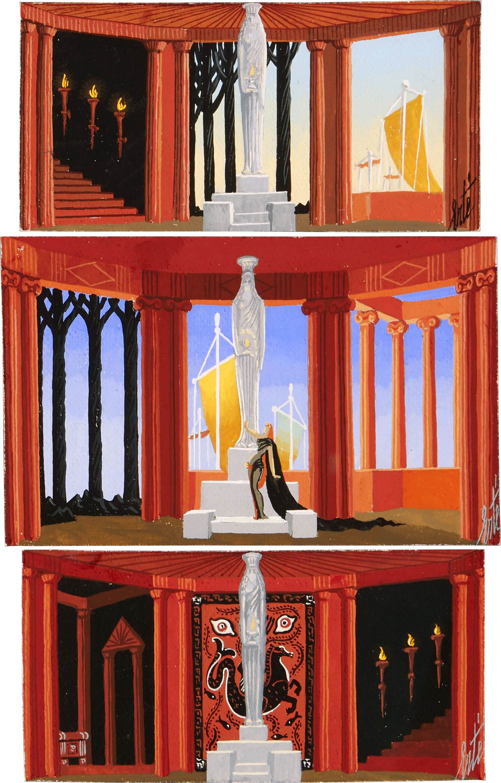 Décors, Phèdre, Ensemble of Three by Erté