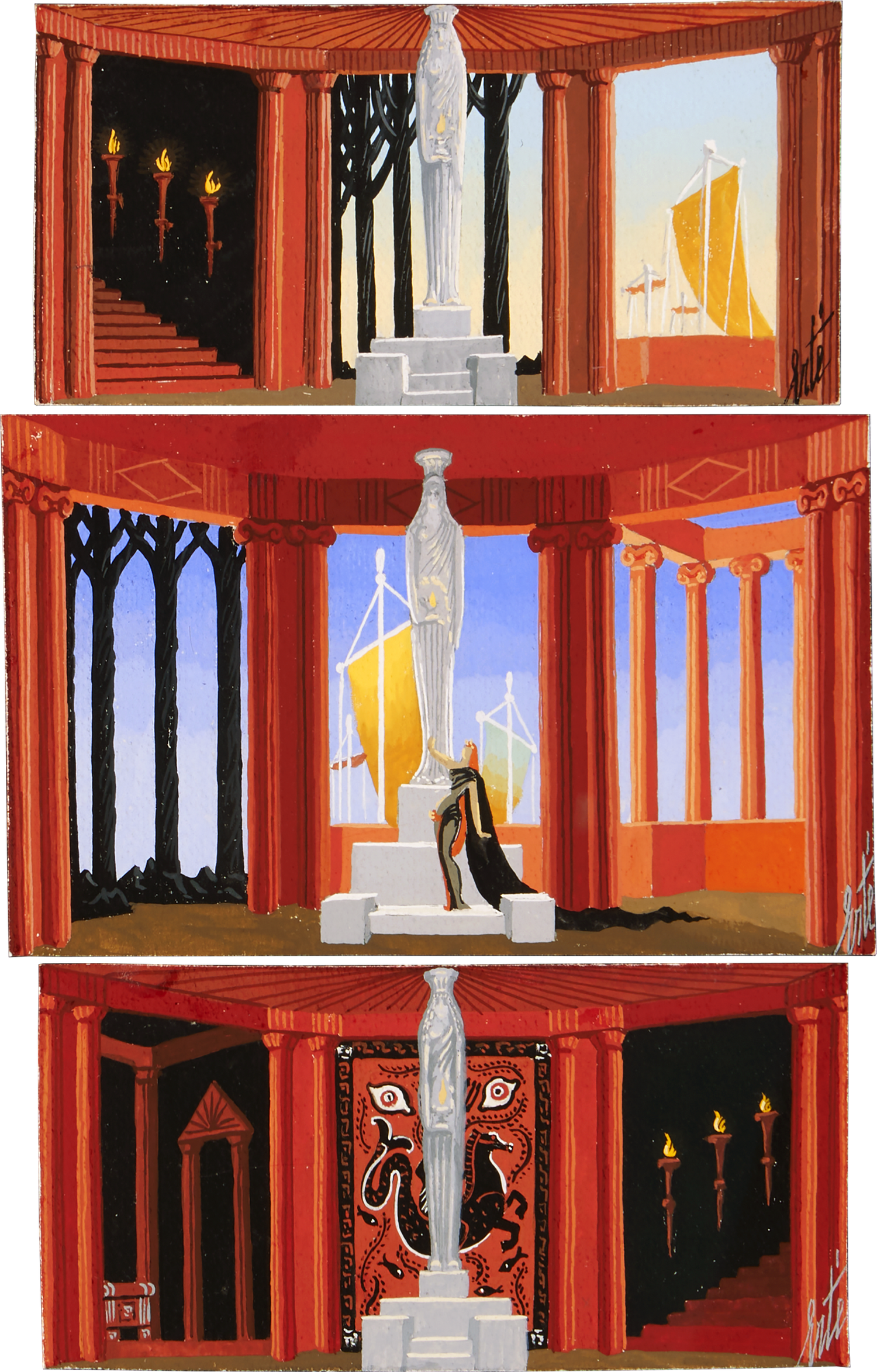 Décors, Phèdre, Ensemble of Three by Erté