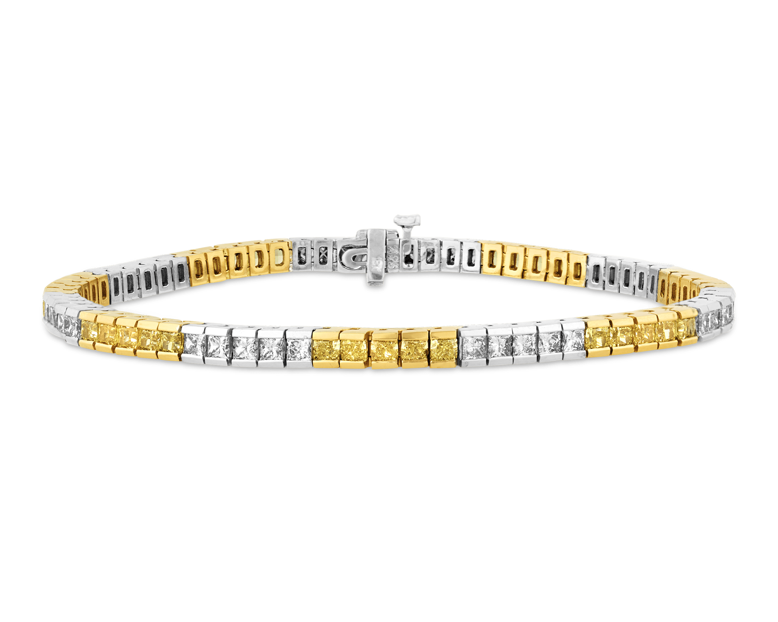 Yellow and White Diamond Tennis Bracelet, 6.85 Carats