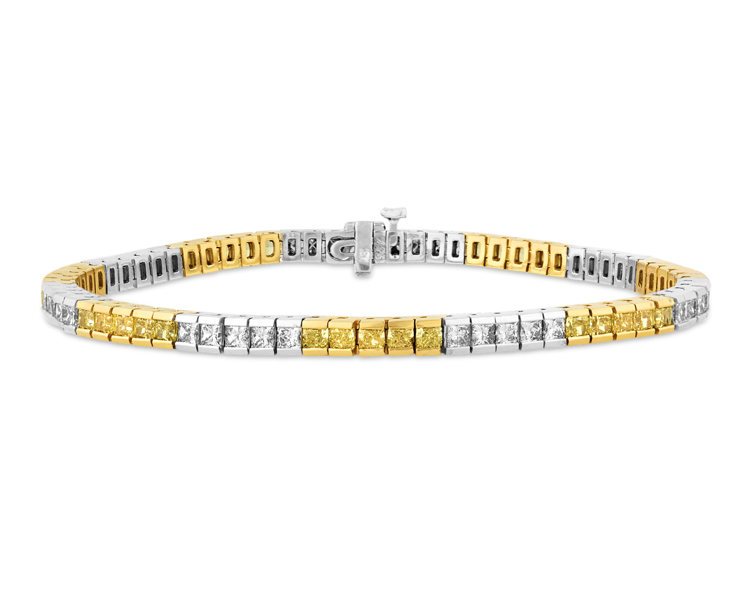 Yellow and White Diamond Tennis Bracelet, 6.85 Carats