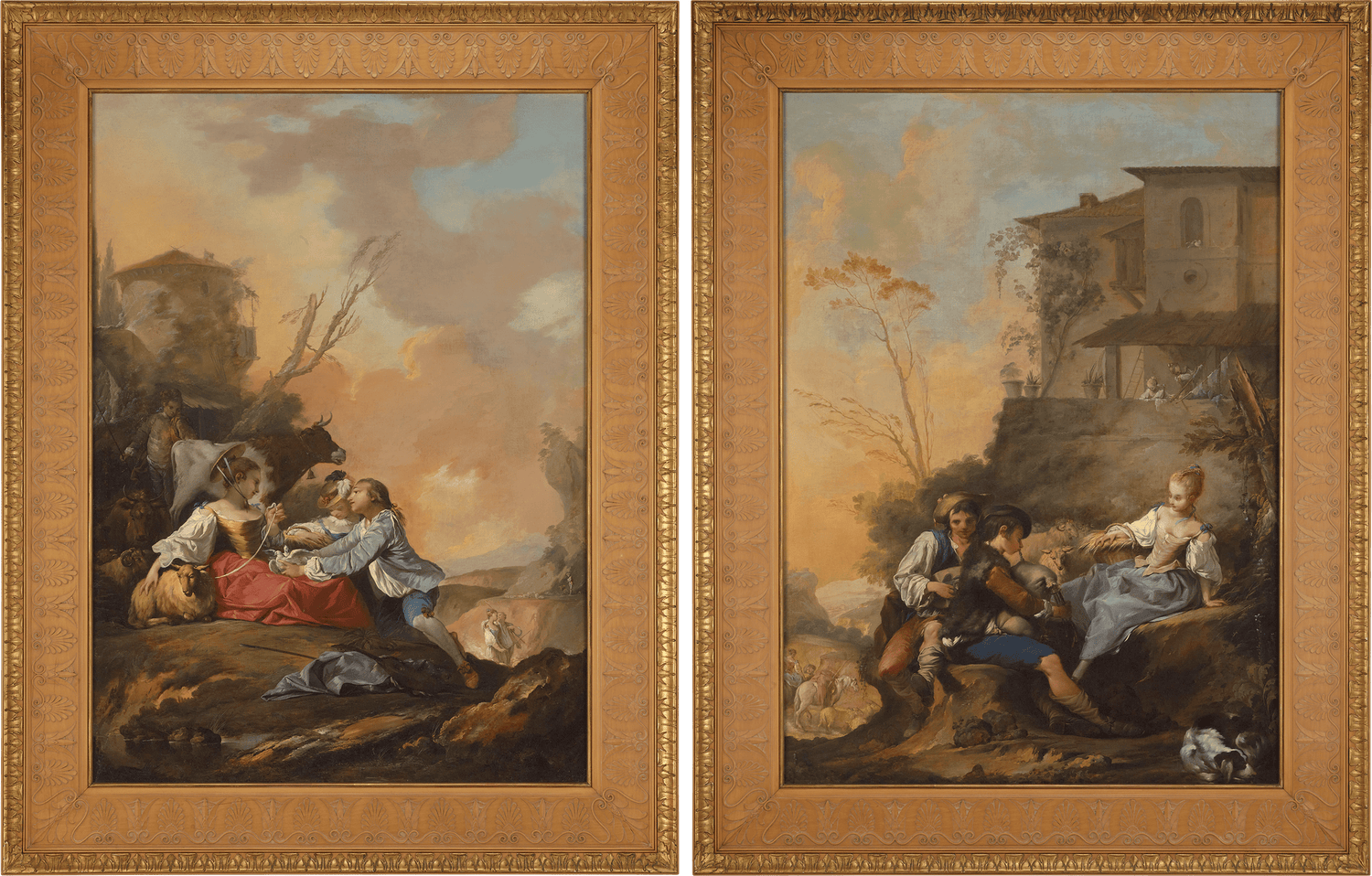 French School Courting Pastoral Scenes, 18th Century