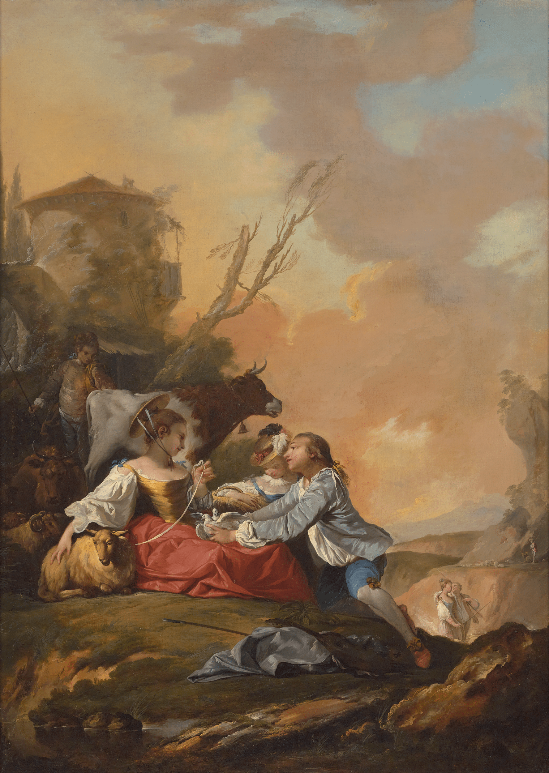 French School Courting Pastoral Scenes, 18th Century
