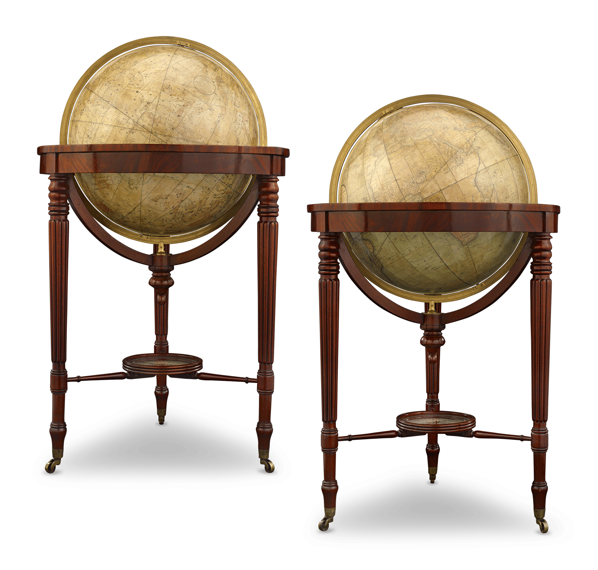 William IV 21-Inch Terrestrial and Celestial Floor Globes by J. W. Cary