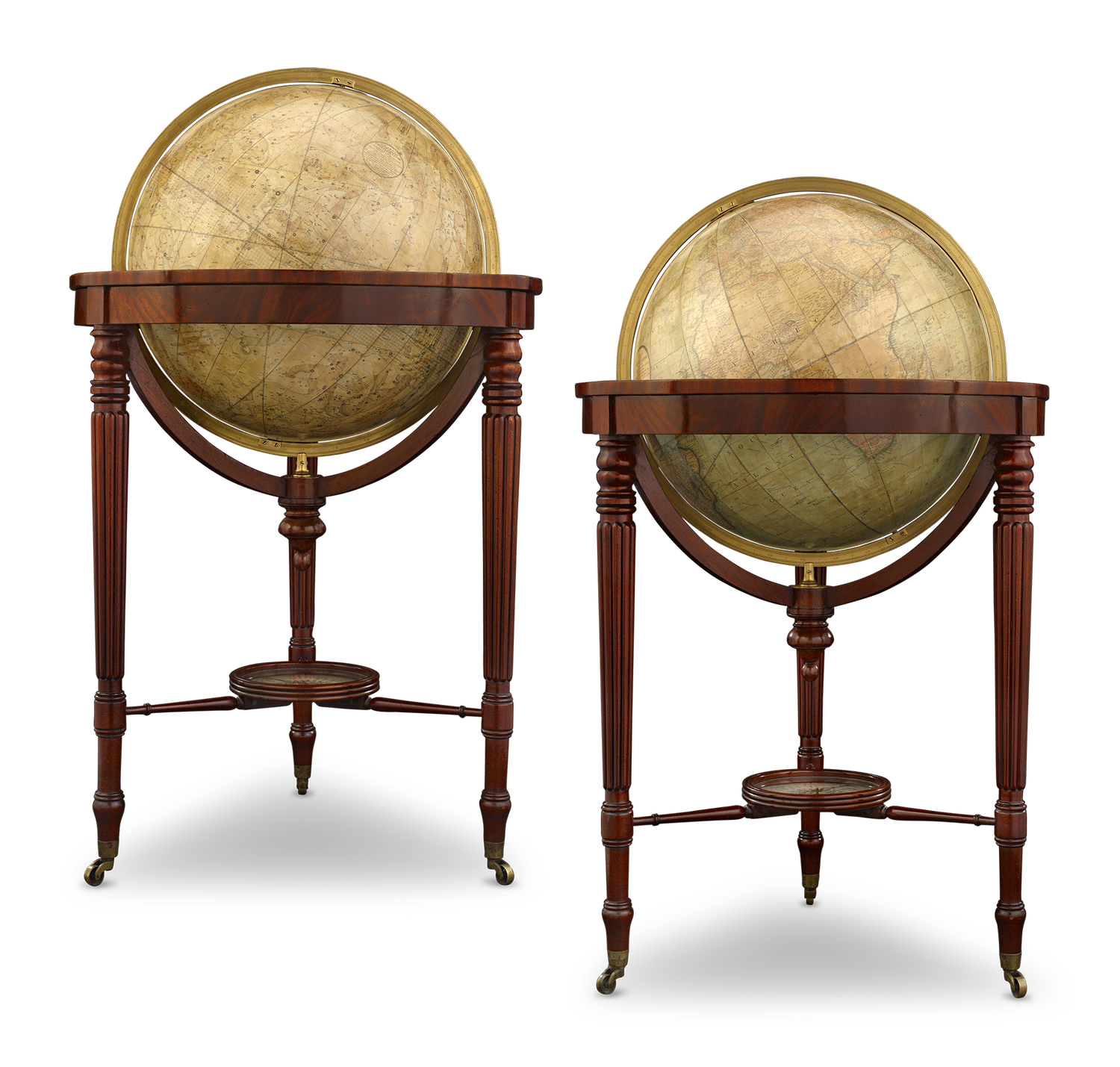 William IV 21-Inch Terrestrial and Celestial Floor Globes by J. W. Cary