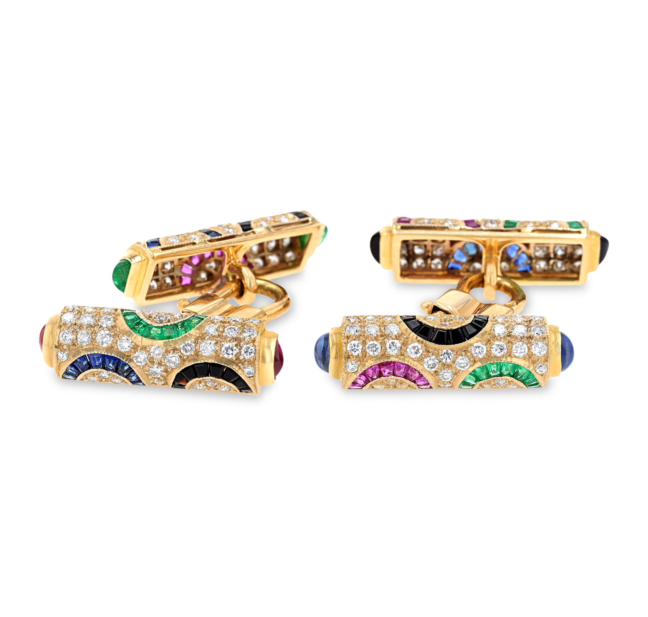 Diamond, Emerald, Ruby and Sapphire Cufflinks