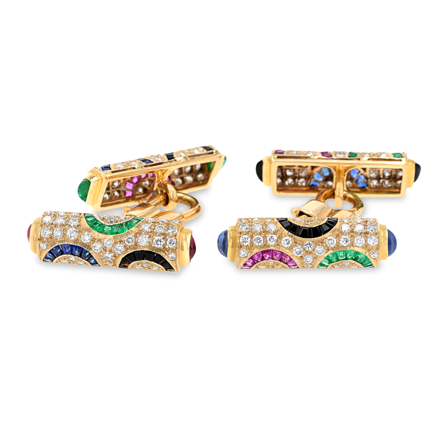 Diamond, Emerald, Ruby and Sapphire Cufflinks