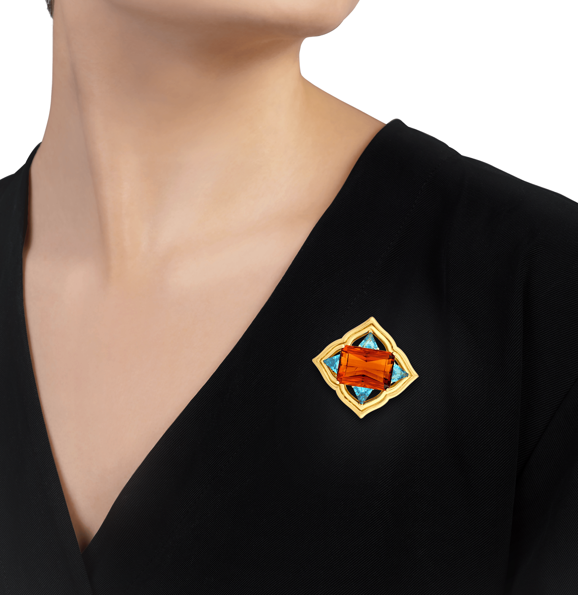Ron McNamer Citrine and Topaz Brooch