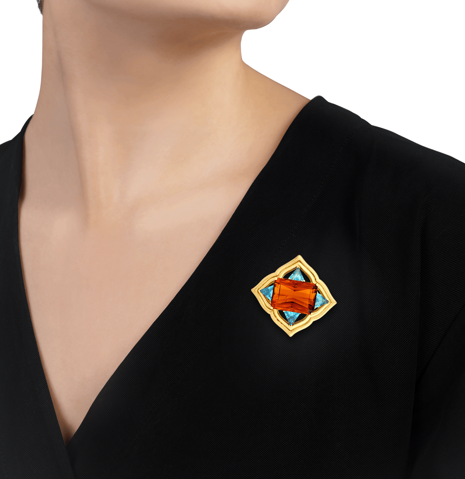 Ron McNamer Citrine and Topaz Brooch