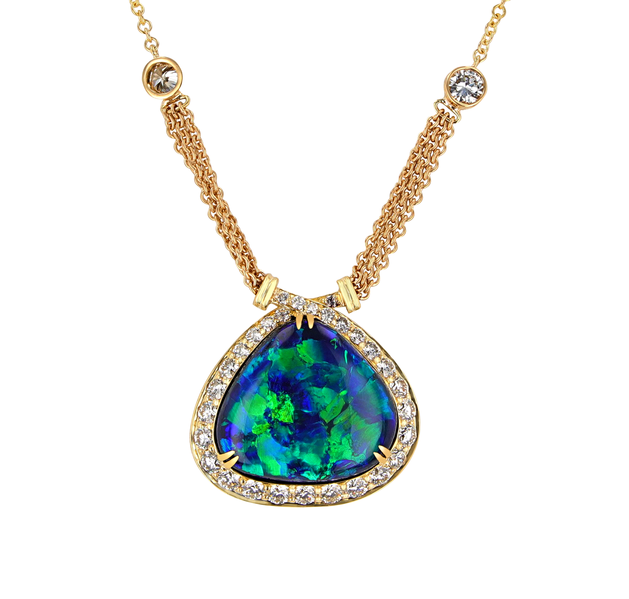 Black Opal Pendant Necklace, 25.97 Carats