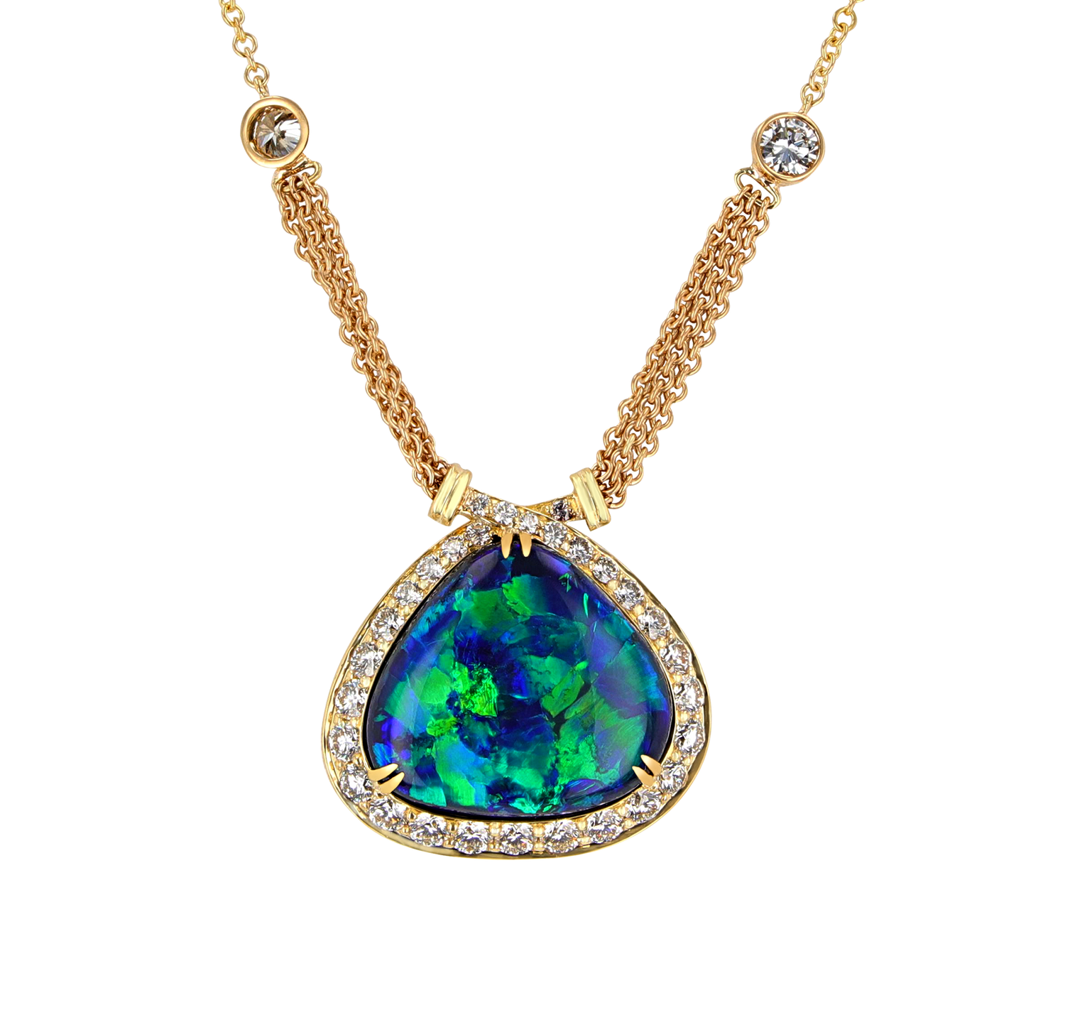 Black Opal Pendant Necklace, 25.97 Carats