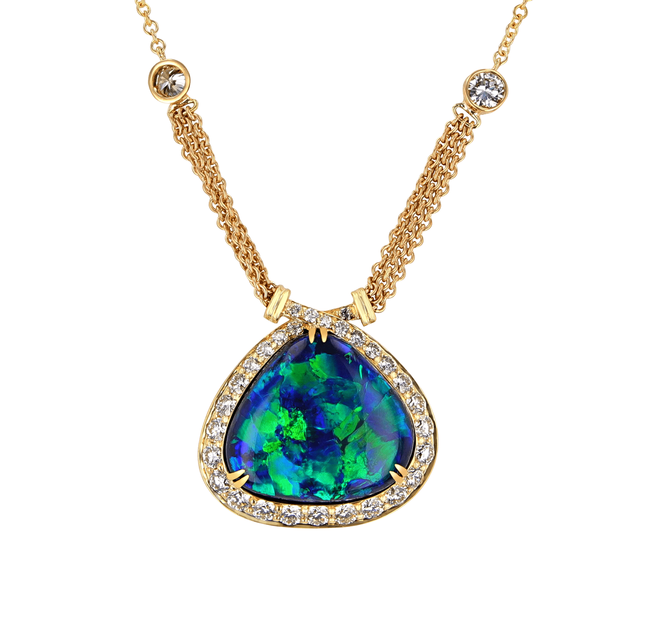 Black Opal Pendant Necklace, 25.97 Carats