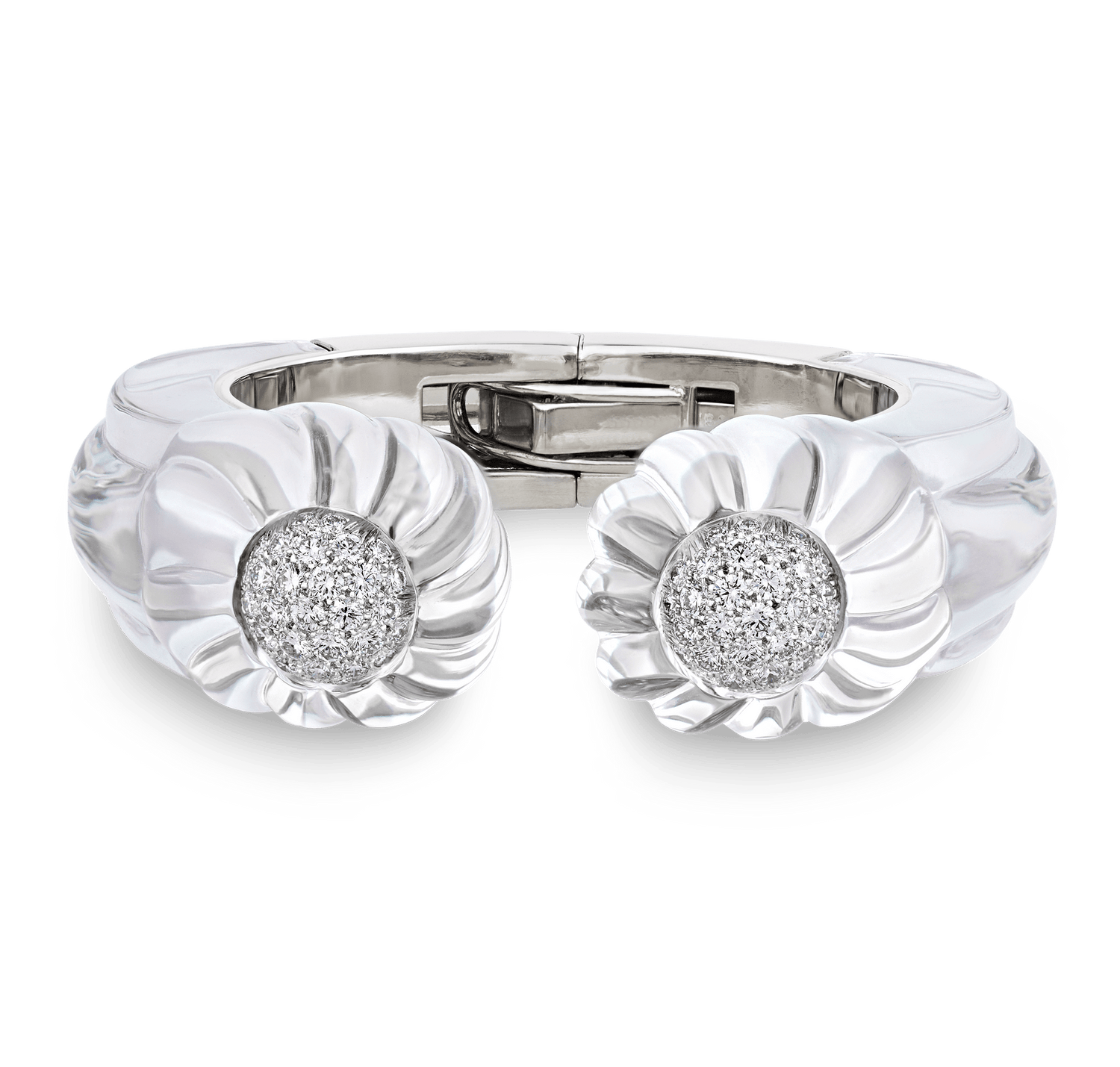 David Webb Carved Rock Crystal and Diamond Bracelet