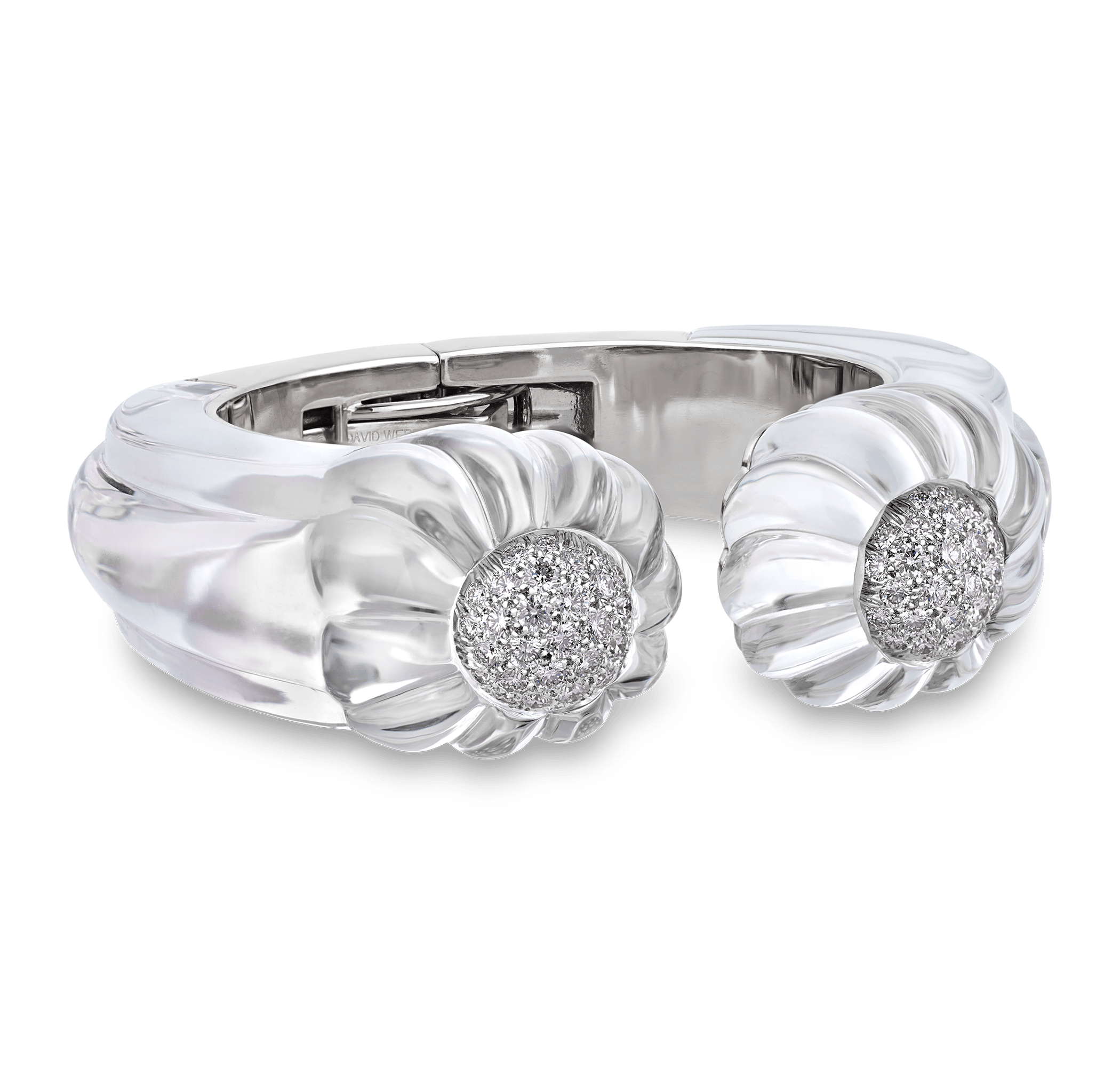 David Webb Carved Rock Crystal and Diamond Bracelet