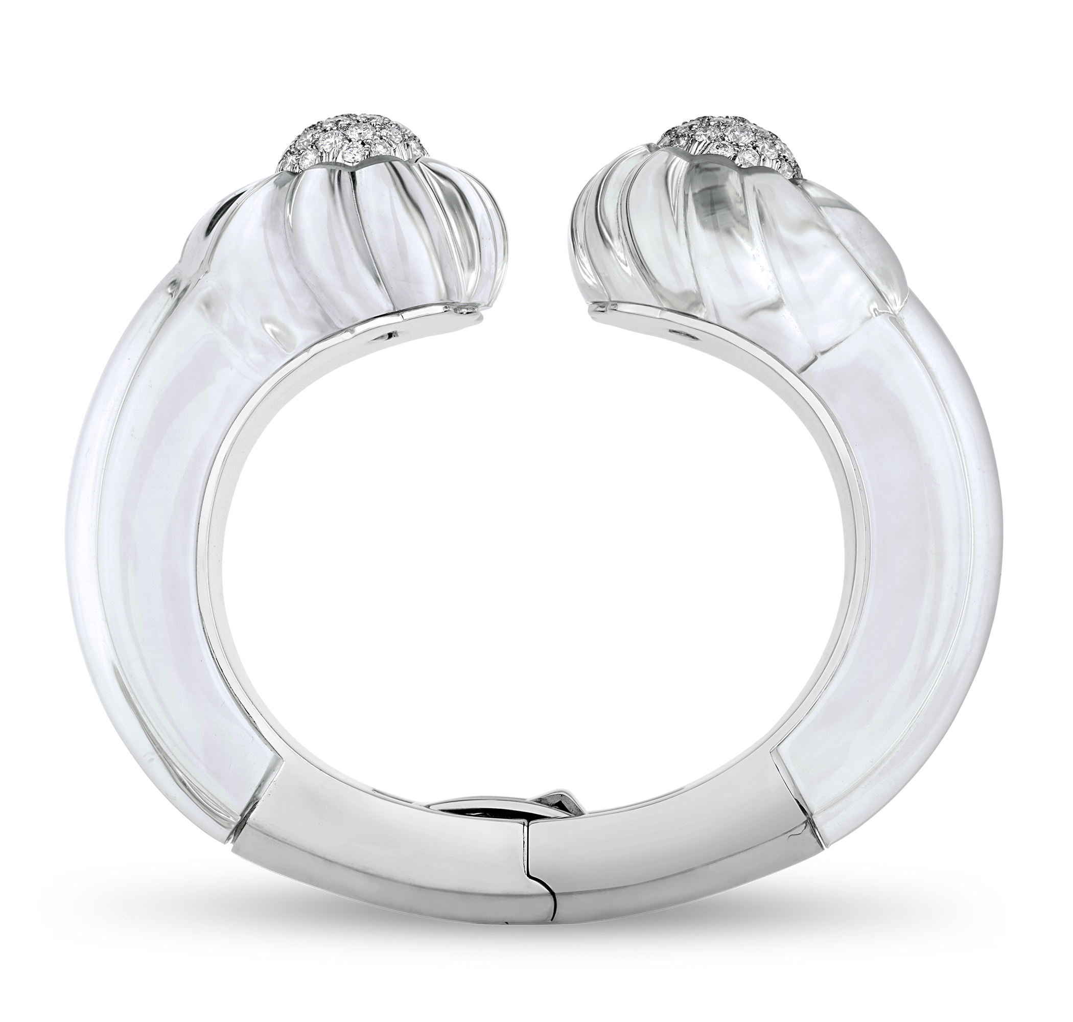 David Webb Carved Rock Crystal and Diamond Bracelet