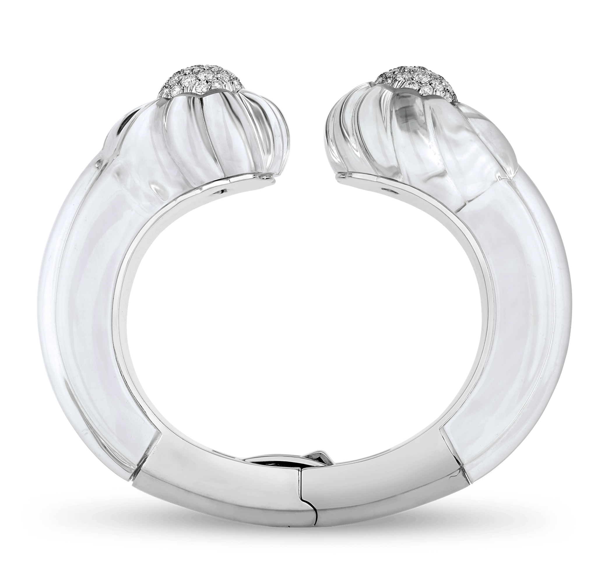 David Webb Carved Rock Crystal and Diamond Bracelet