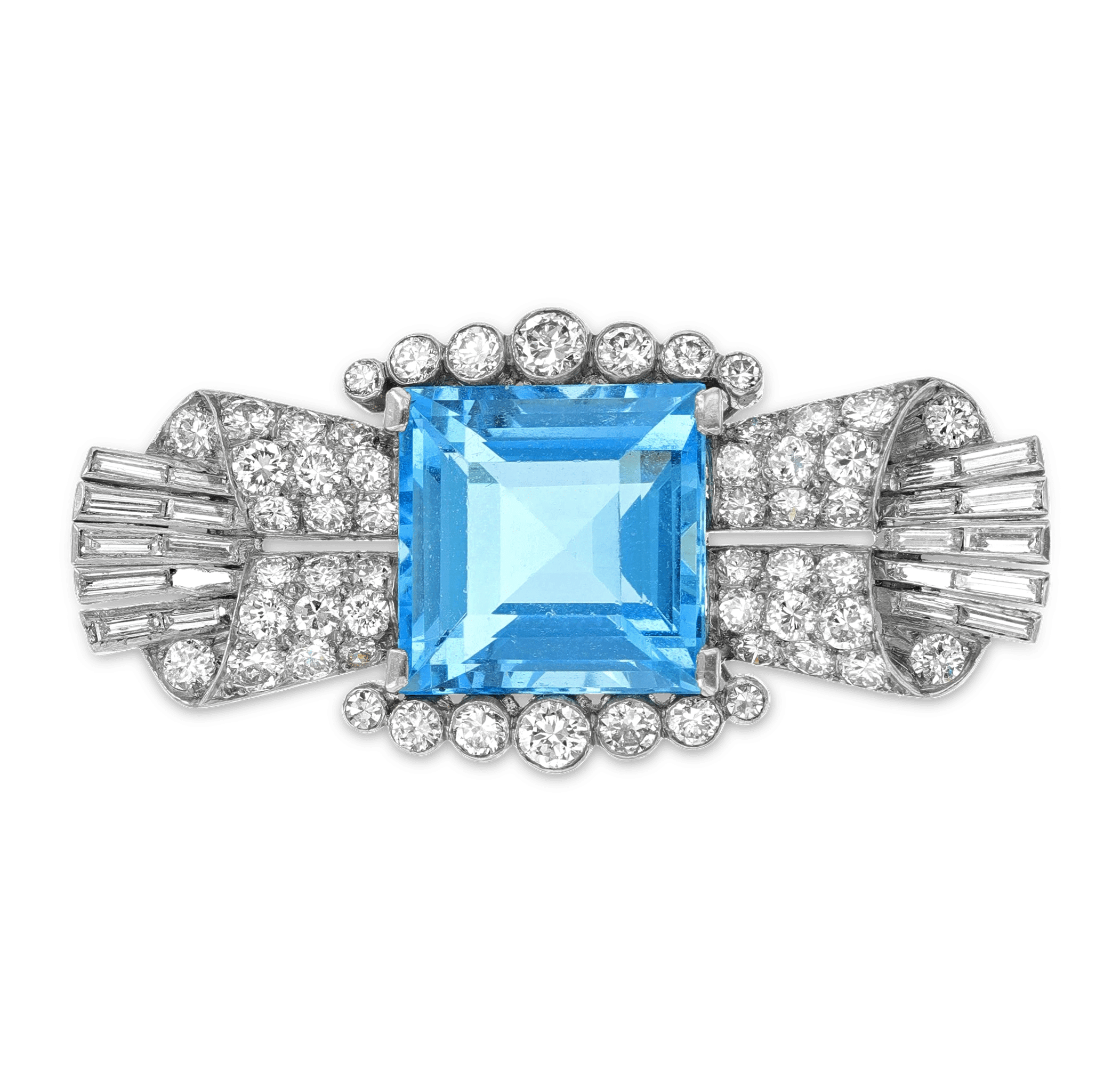 Art Deco Aquamarine Brooch, 10.00 Carats