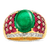 Cabochon Emerald, Ruby and Diamond Ring