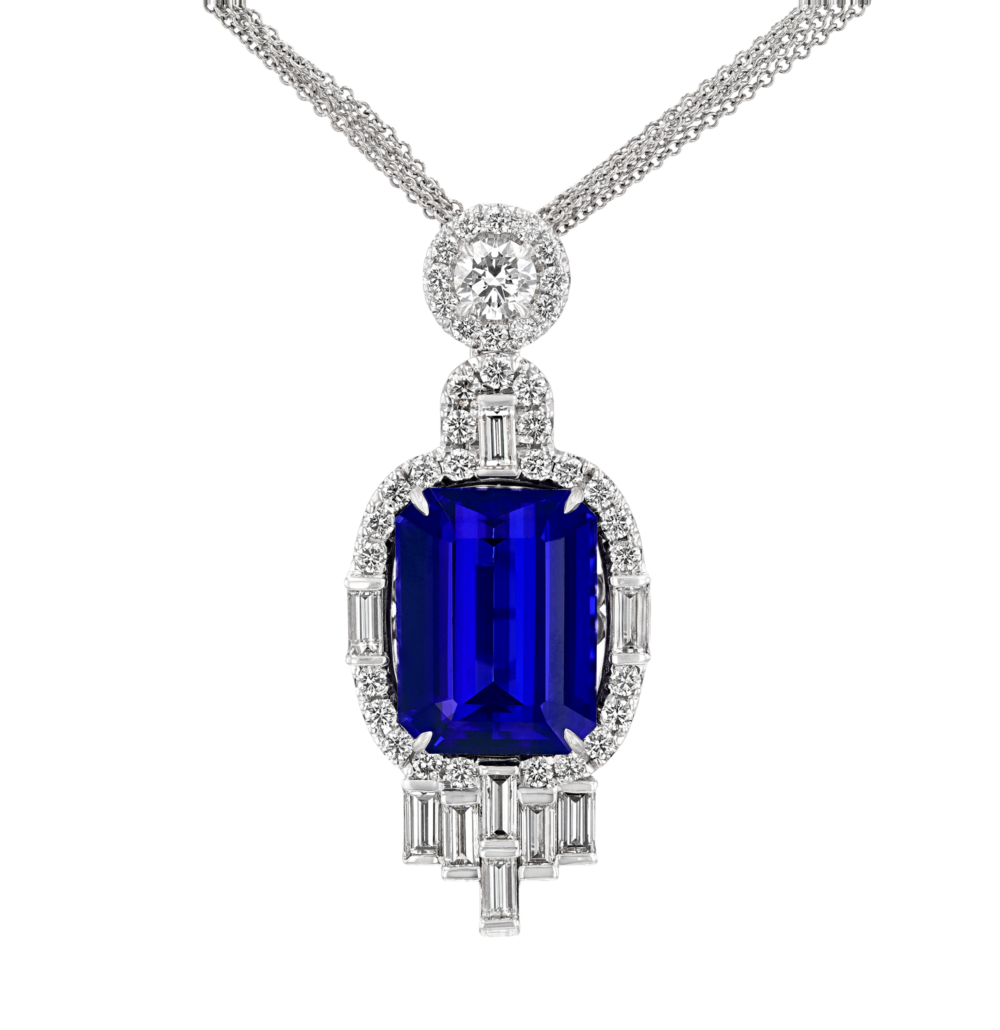 Tanzanite Pendant Necklace, 25.74 Carats