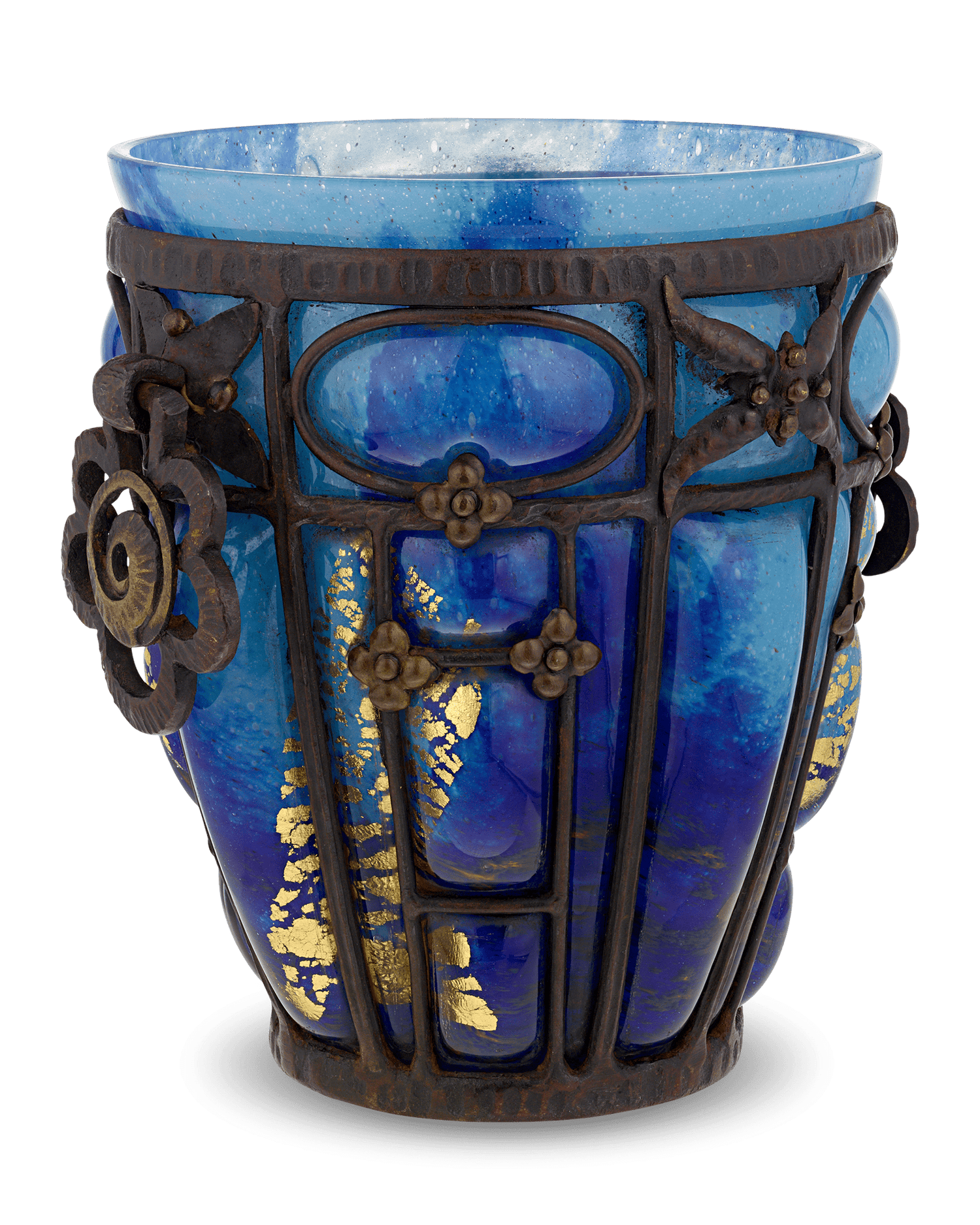 Glass and Wrought Iron Vase by Daum and Majorelle