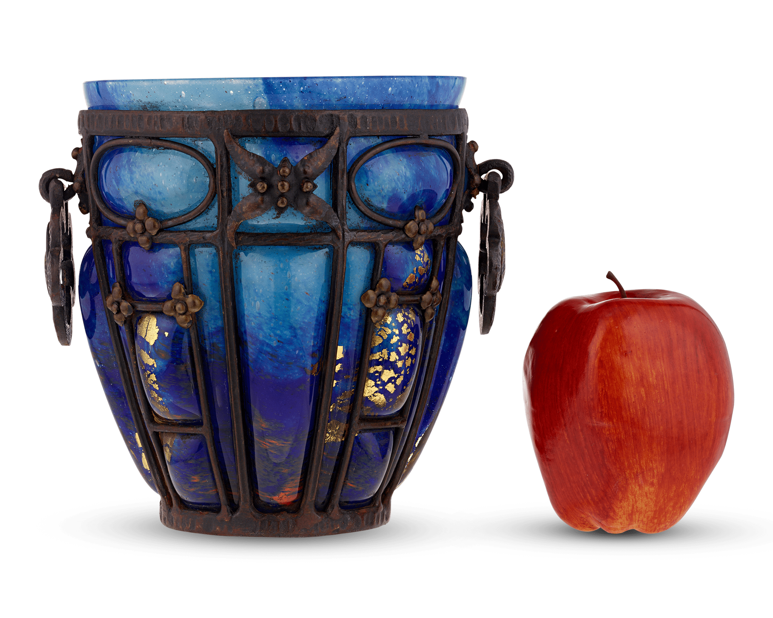 Glass and Wrought Iron Vase by Daum and Majorelle