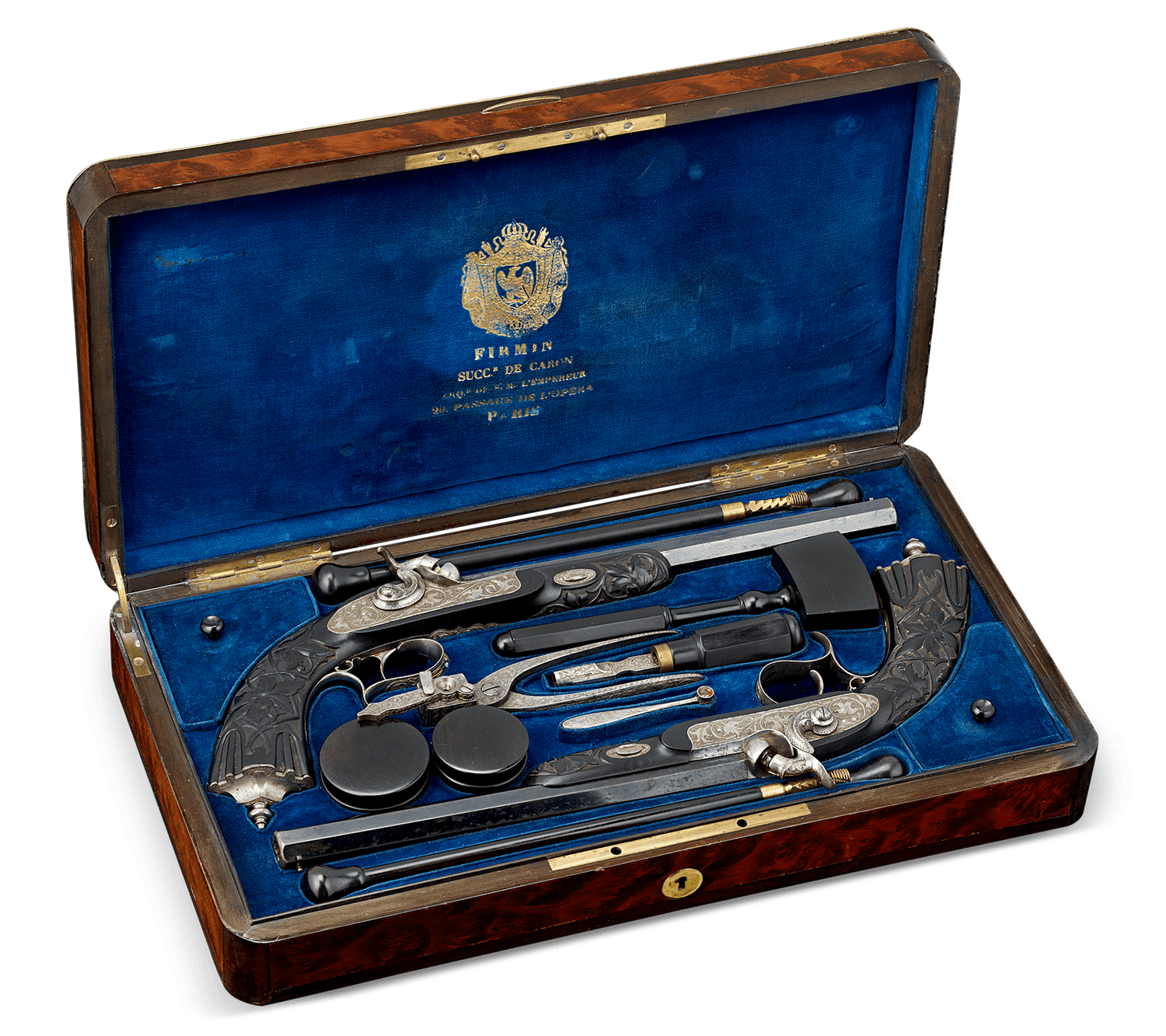 Cased Pair of Percussion Pistols by Firmin Paris
