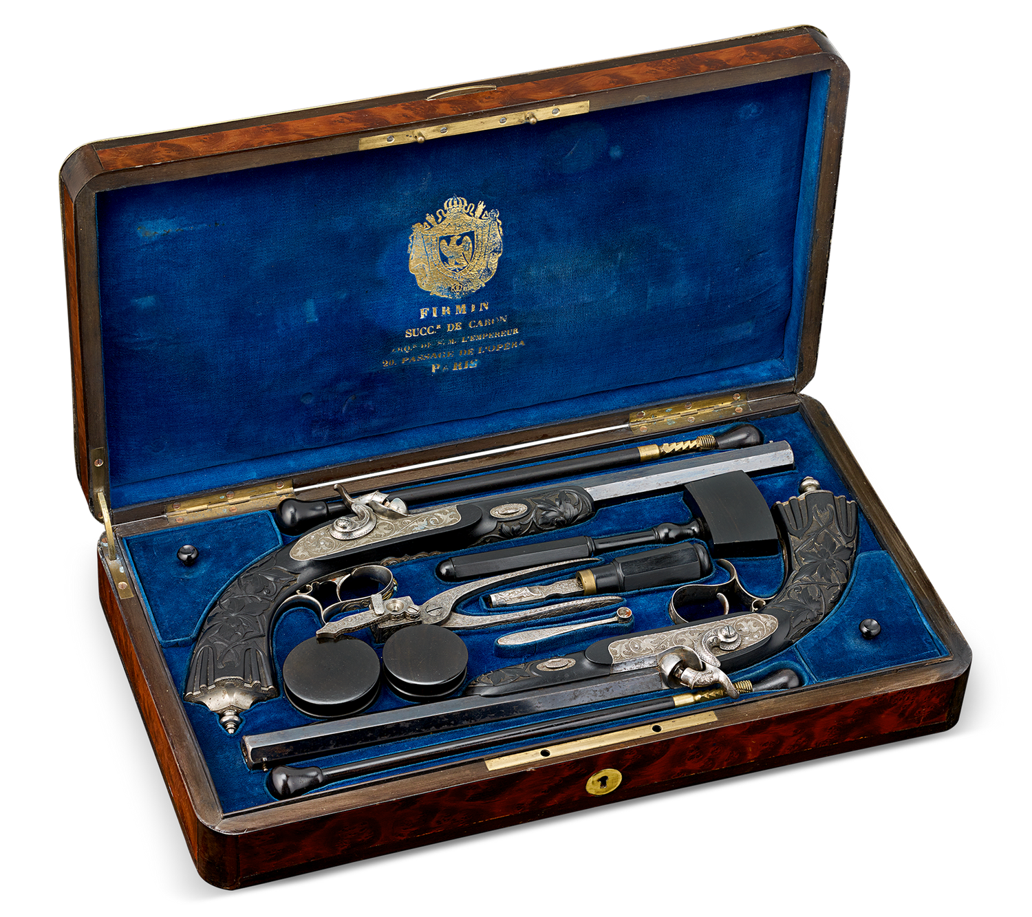 Cased Pair of Percussion Pistols by Firmin Paris