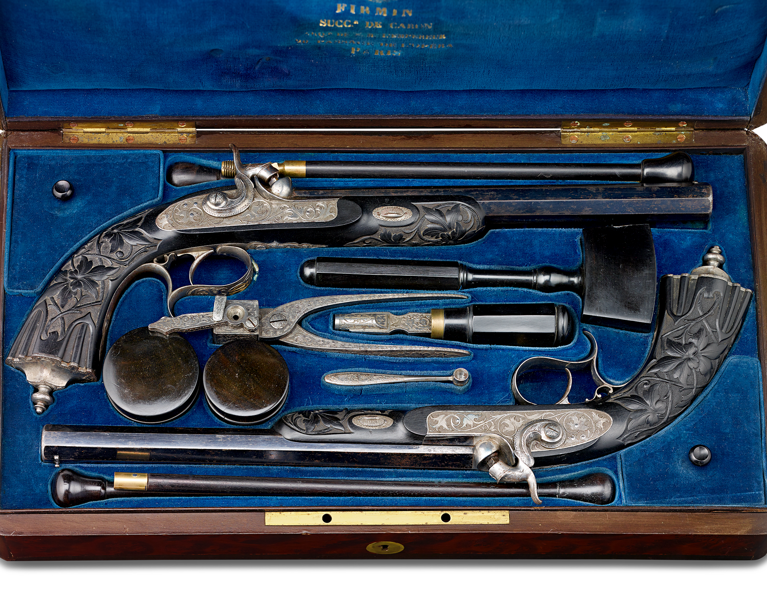 Cased Pair of Percussion Pistols by Firmin Paris