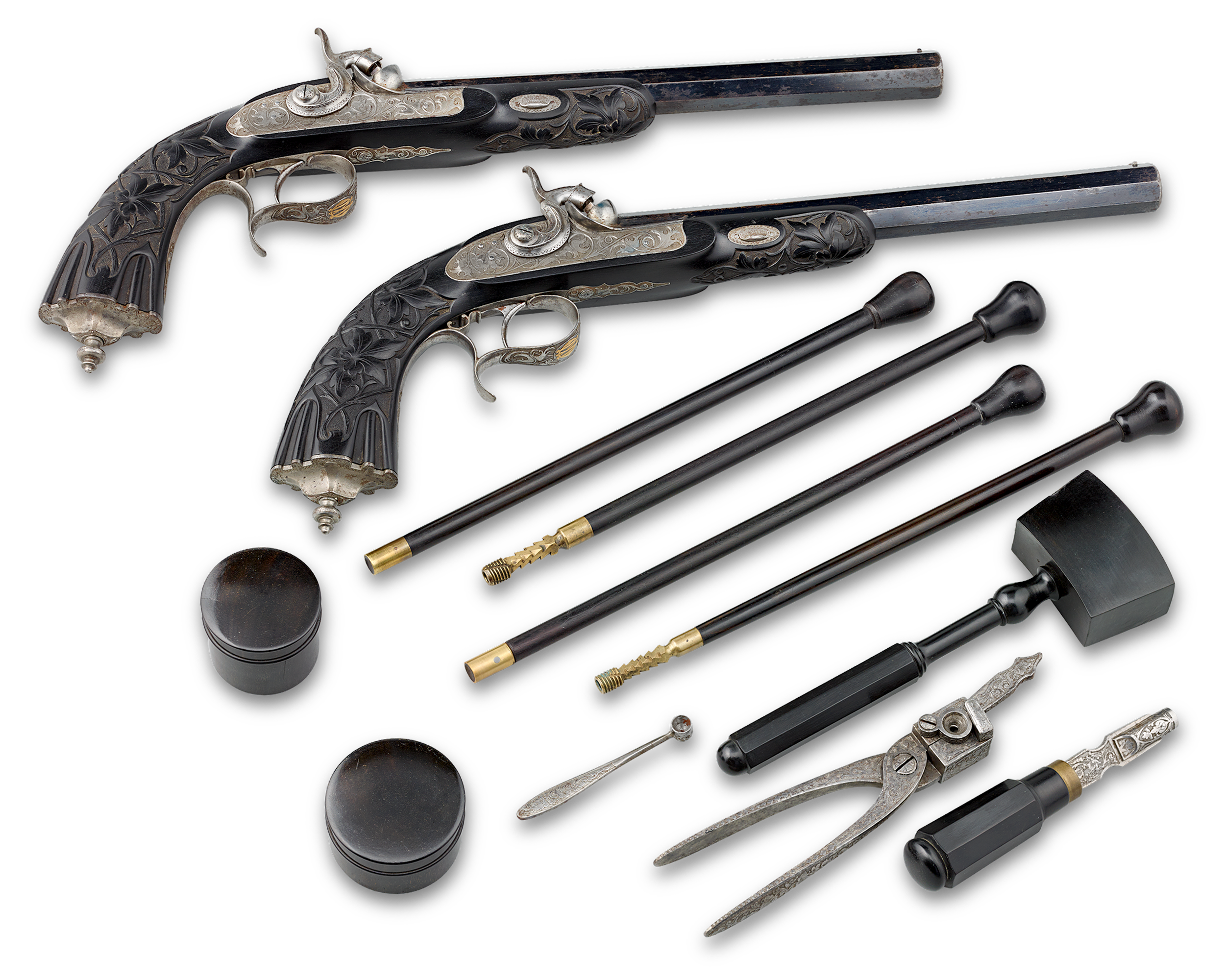 Cased Pair of Percussion Pistols by Firmin Paris