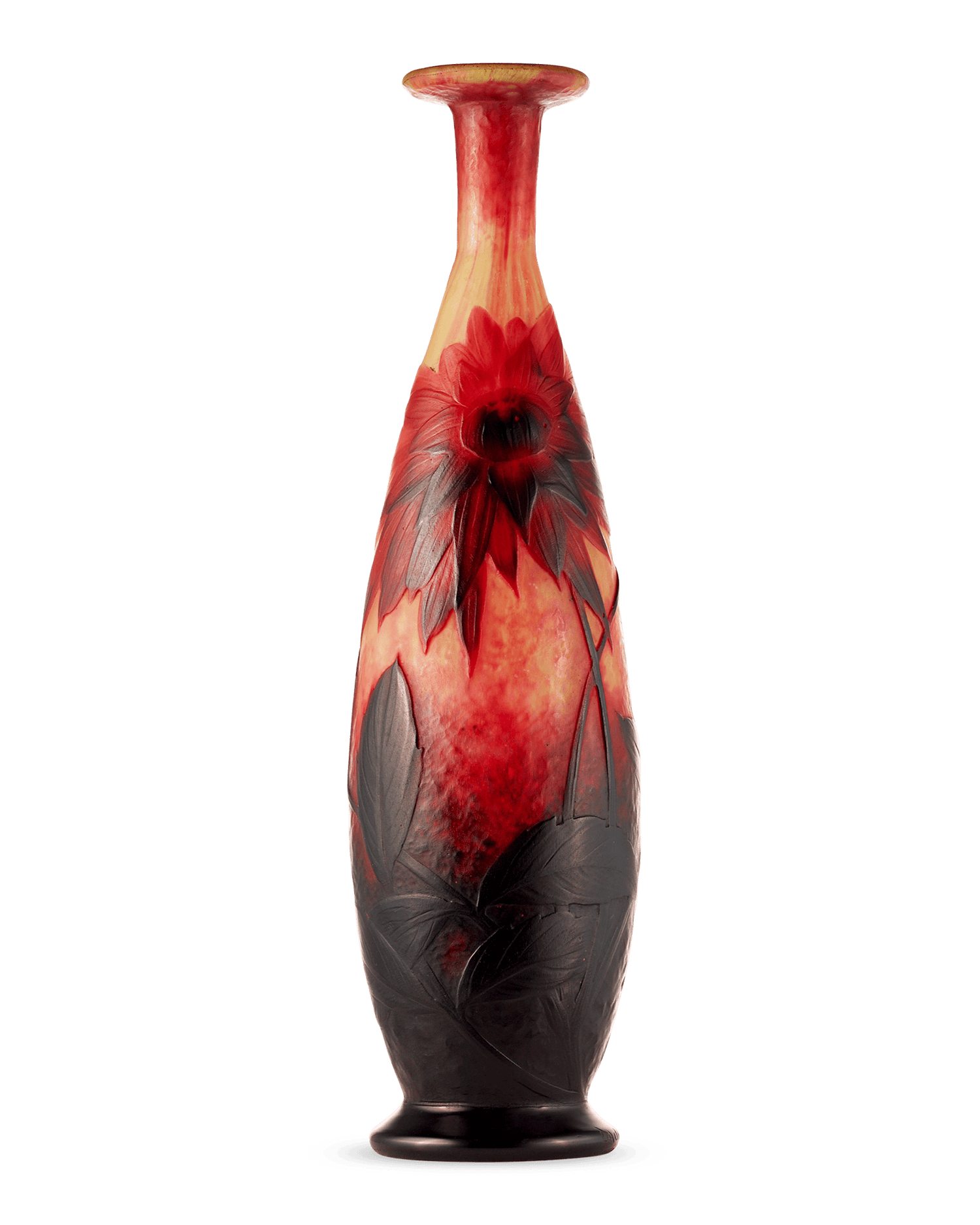 Wheel Carved Cameo Glass Vase by Daum Nancy