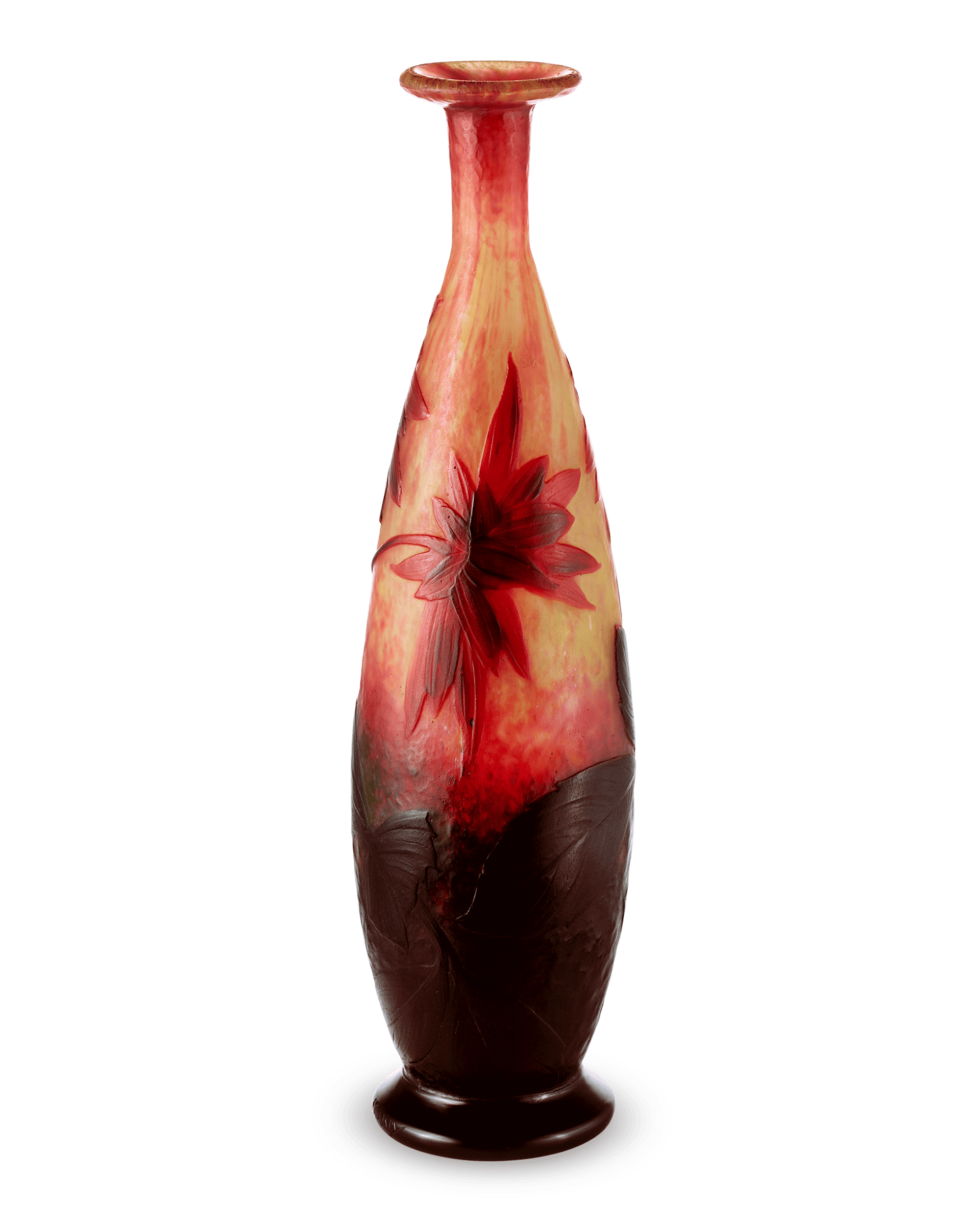 Wheel Carved Cameo Glass Vase by Daum Nancy