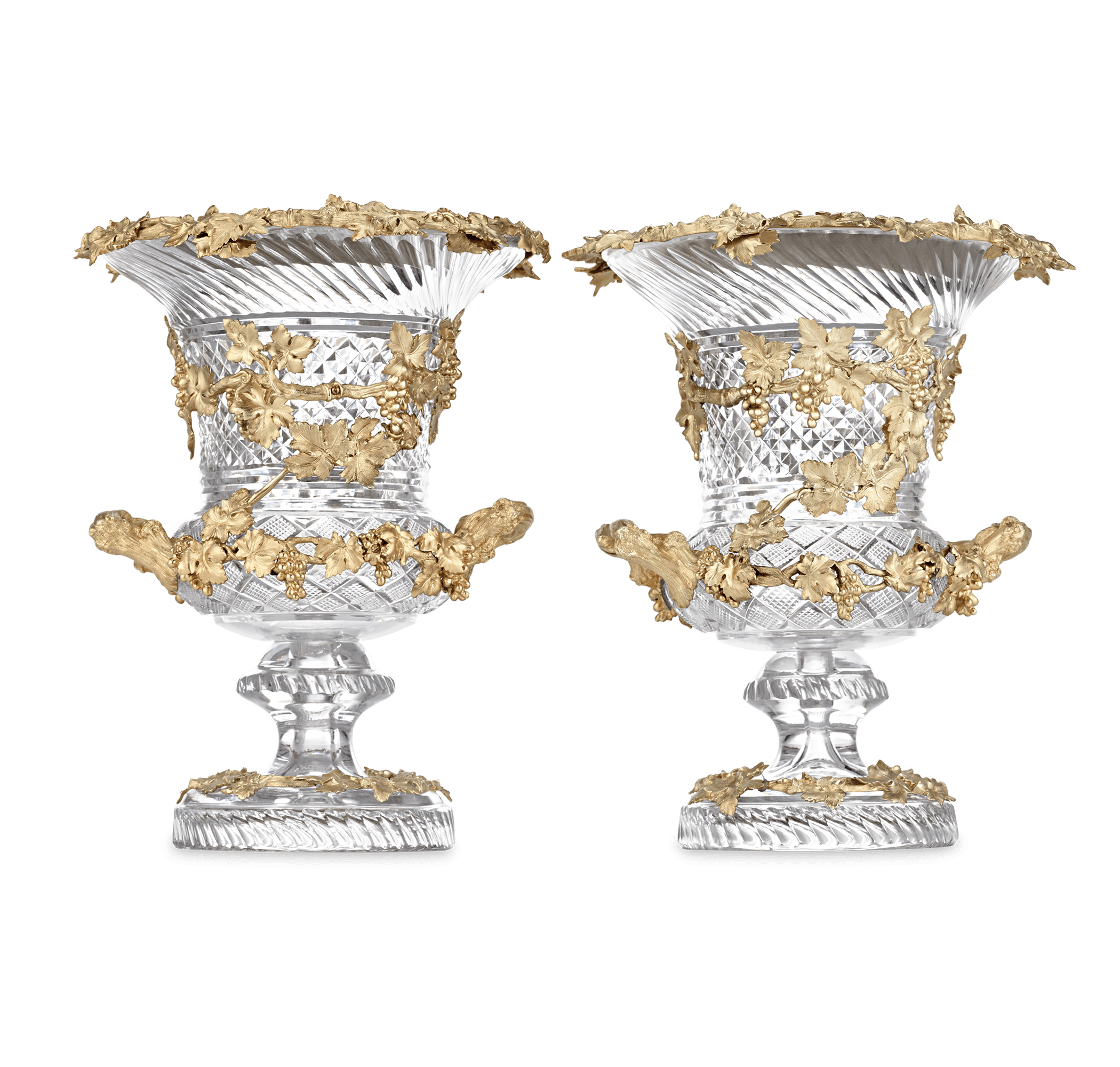 Glass and Silver Gilt Wine Coolers by Hunt & Roskell