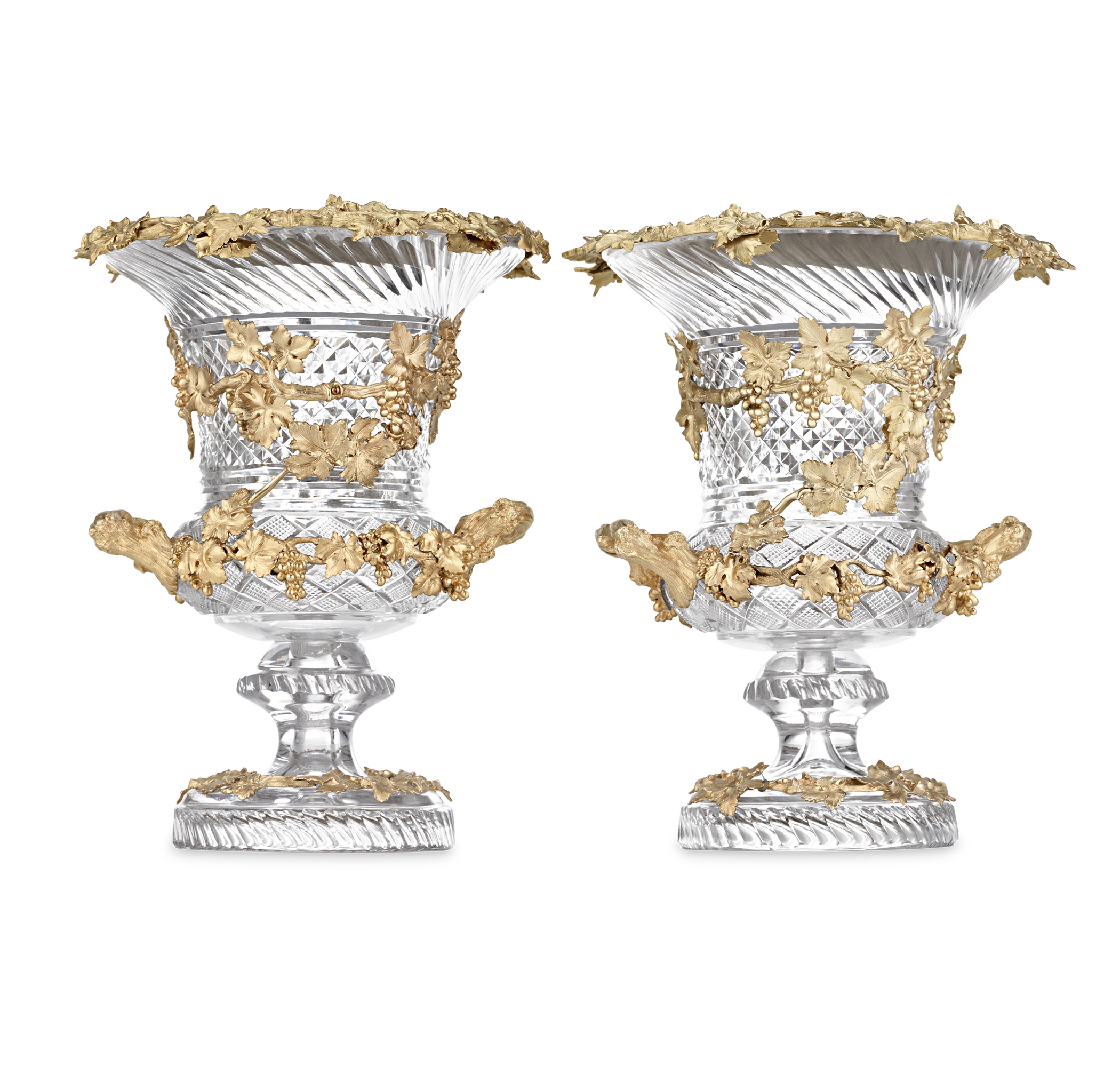 Glass and Silver Gilt Wine Coolers by Hunt & Roskell