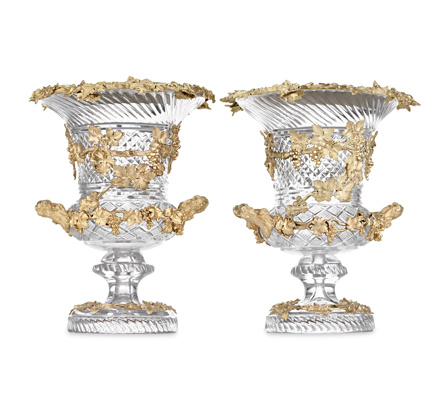 Glass and Silver Gilt Wine Coolers by Hunt & Roskell