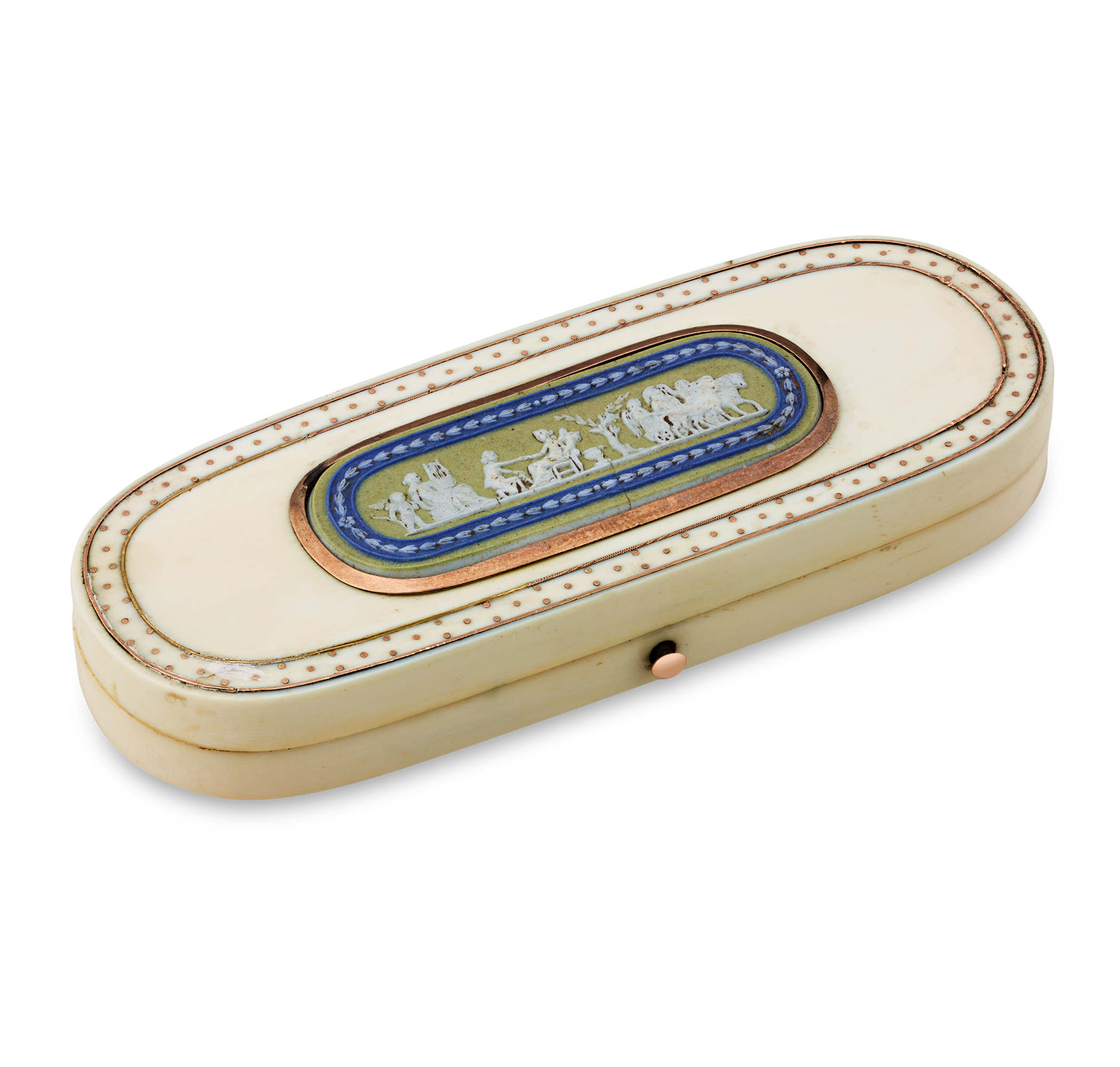 Bone Needle Box with Wedgwood Placard