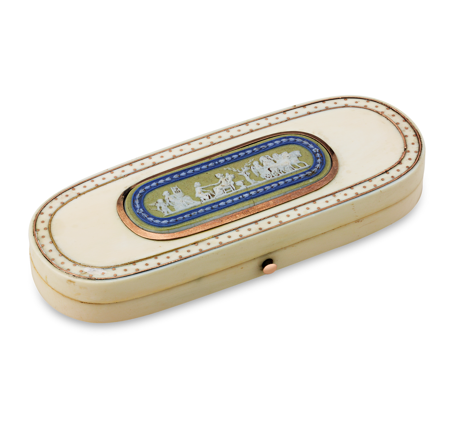 Bone Needle Box with Wedgwood Placard