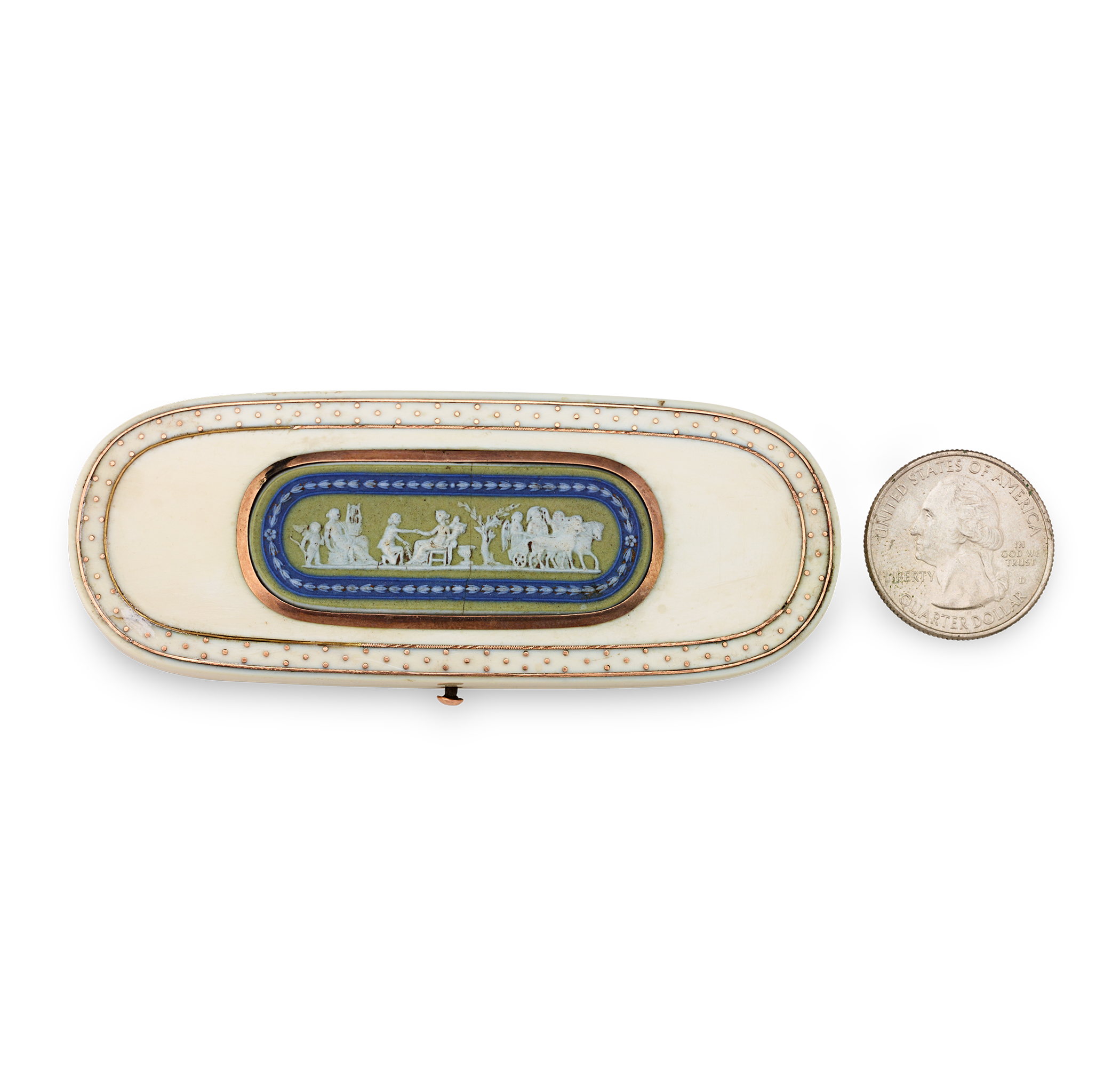 Bone Needle Box with Wedgwood Placard