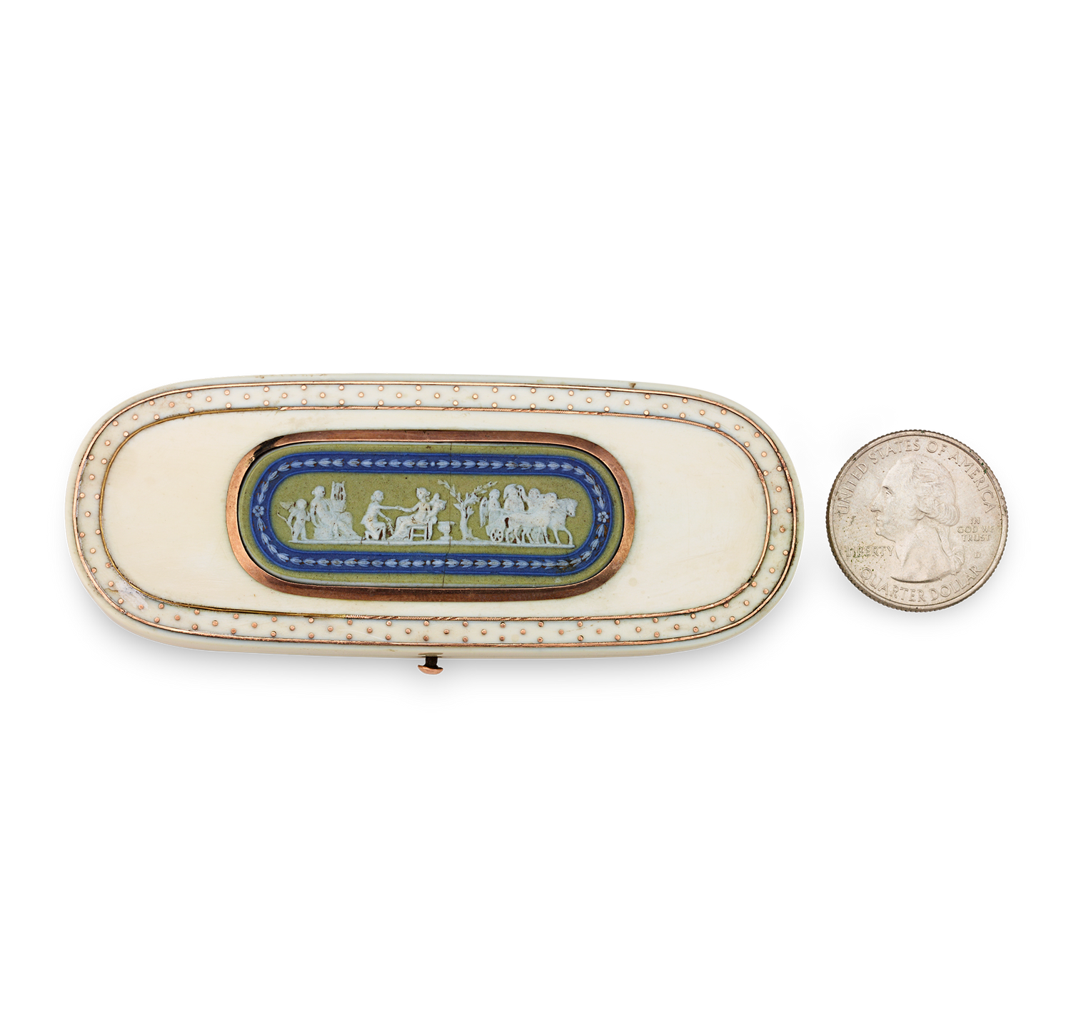 Bone Needle Box with Wedgwood Placard