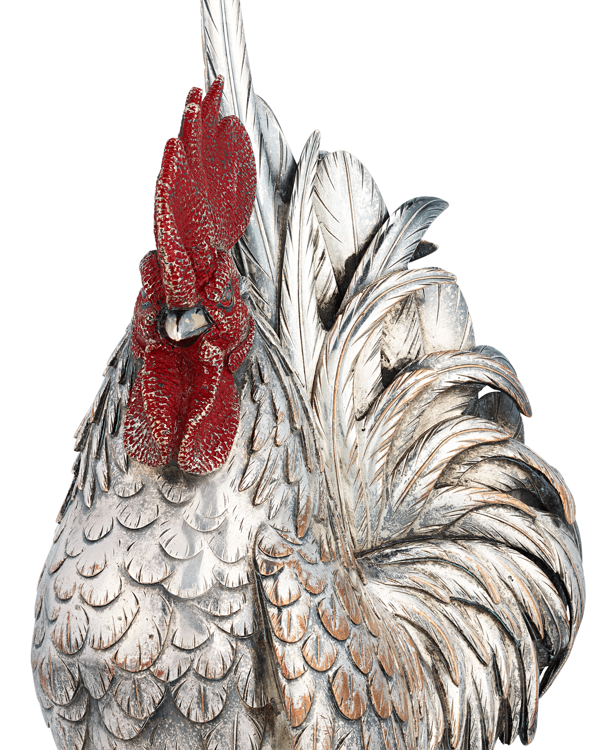 Silvered Bronze Cockerel by Takahashi Ryoun