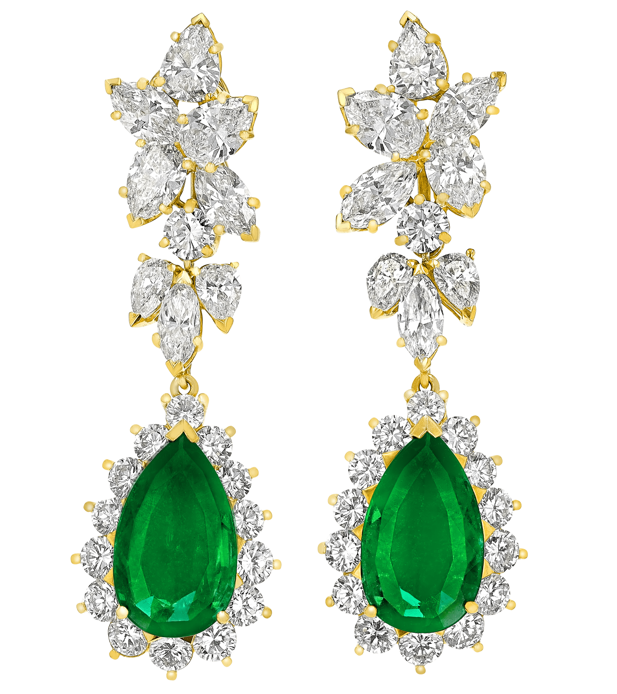 Emerald and Diamond Drop Earrings