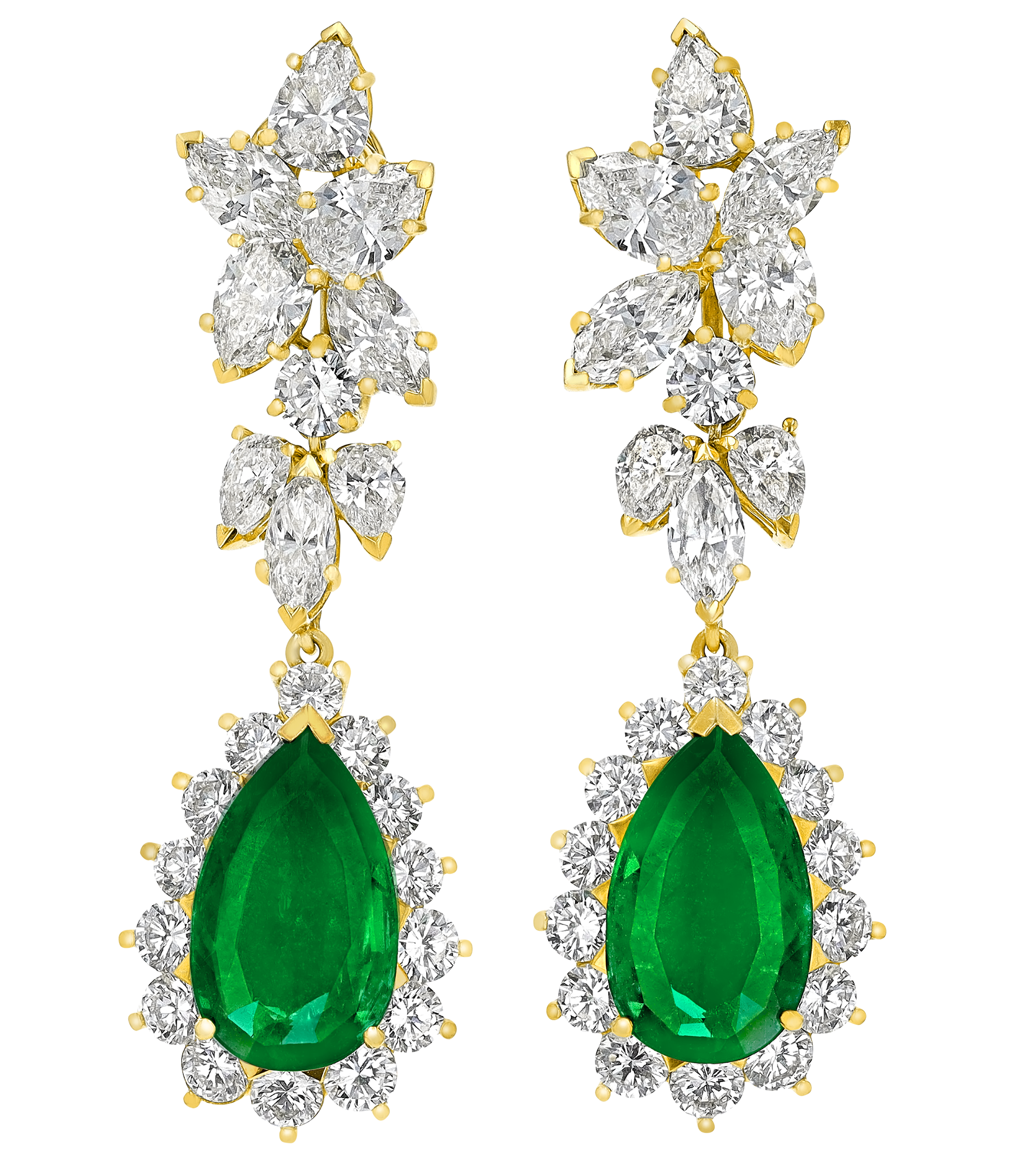 Emerald and Diamond Drop Earrings