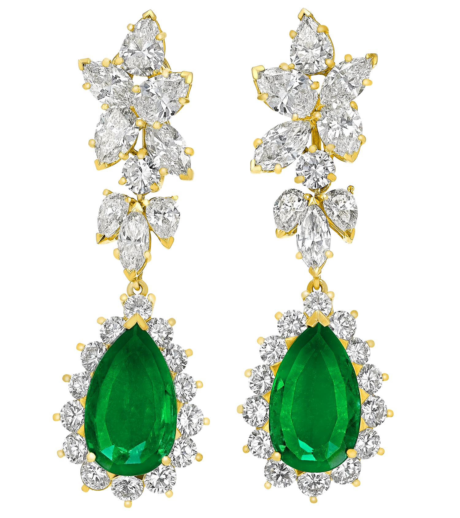 Emerald and Diamond Drop Earrings