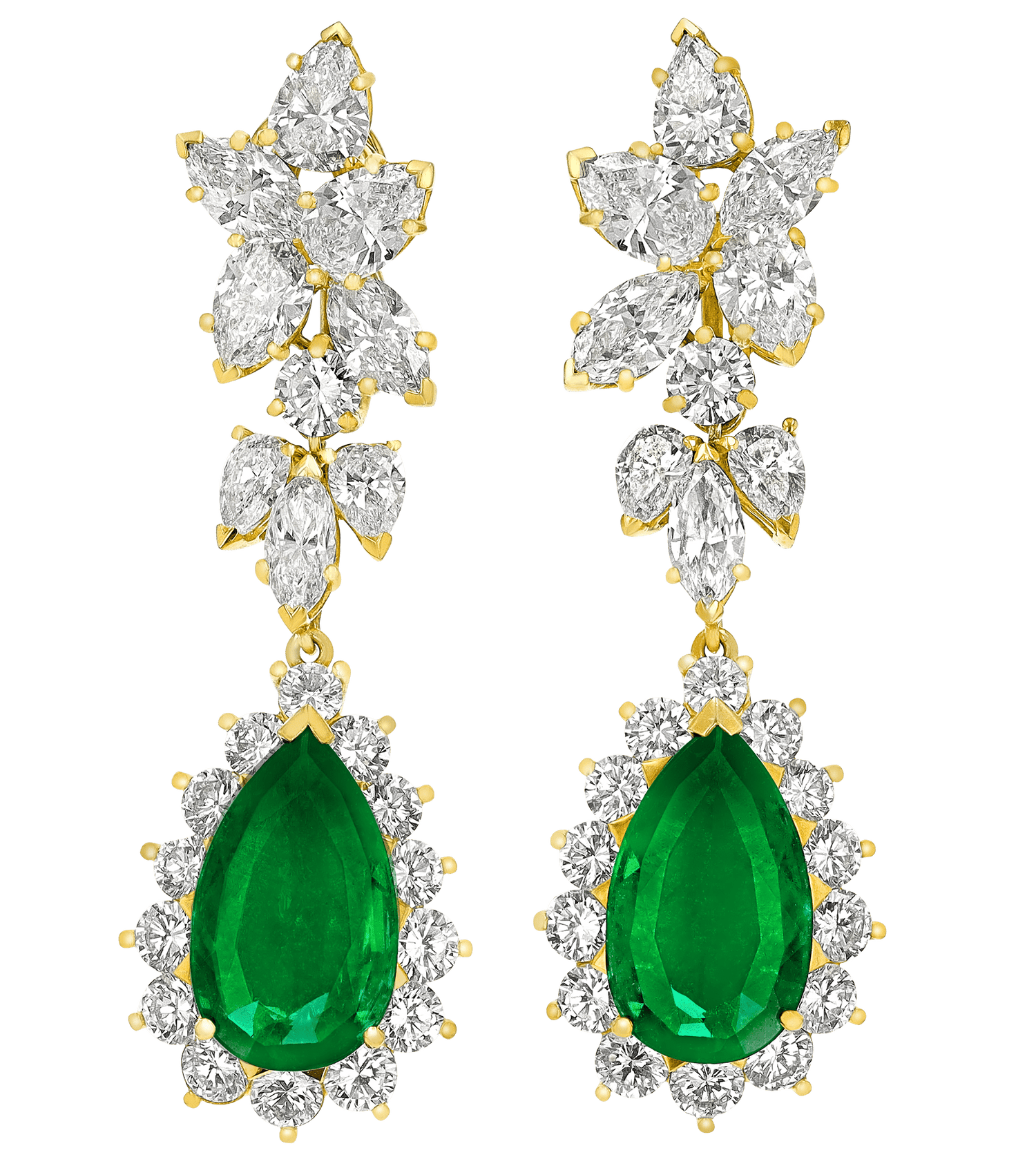 Emerald and Diamond Drop Earrings