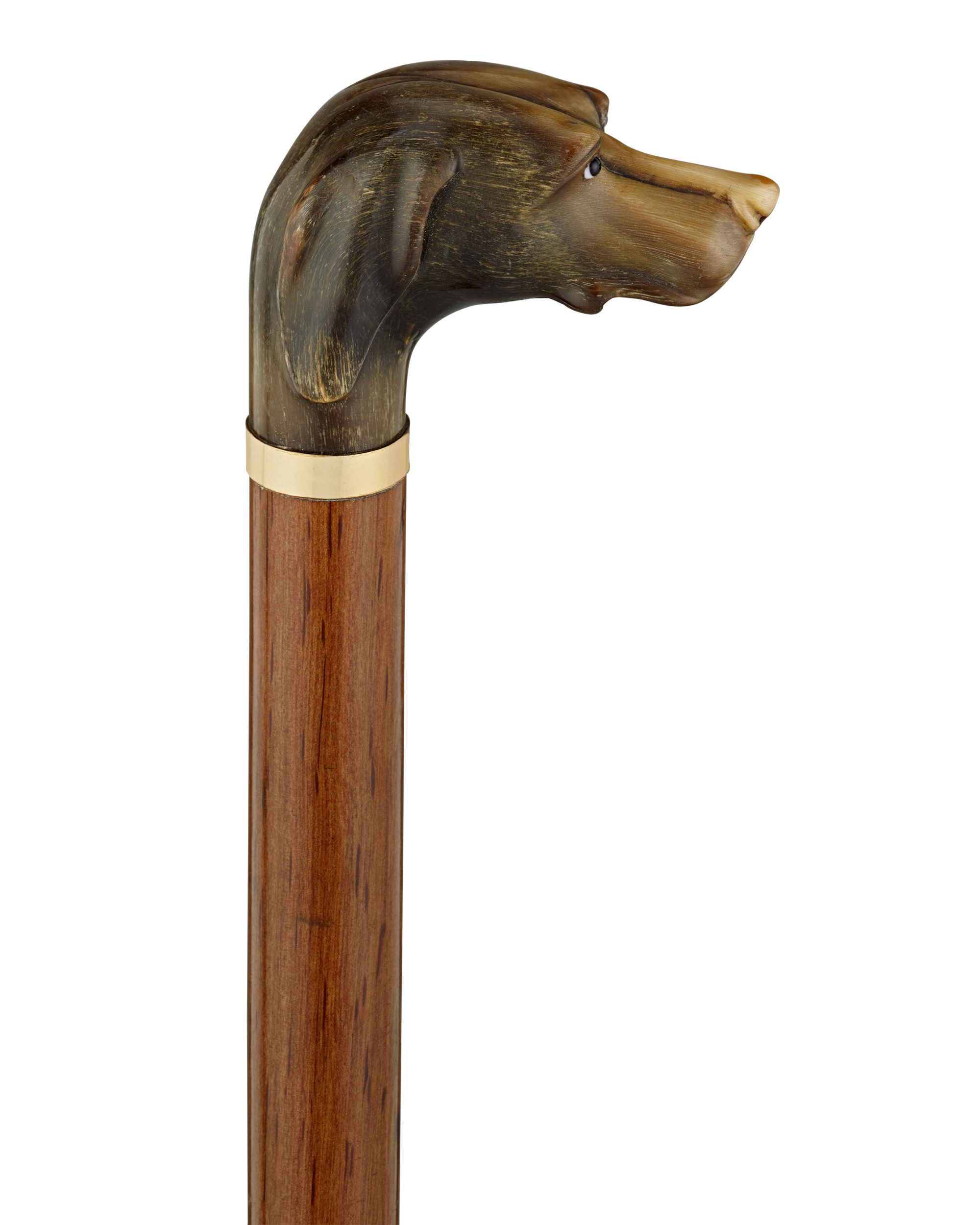 Carved Horn Dog Knob Cane