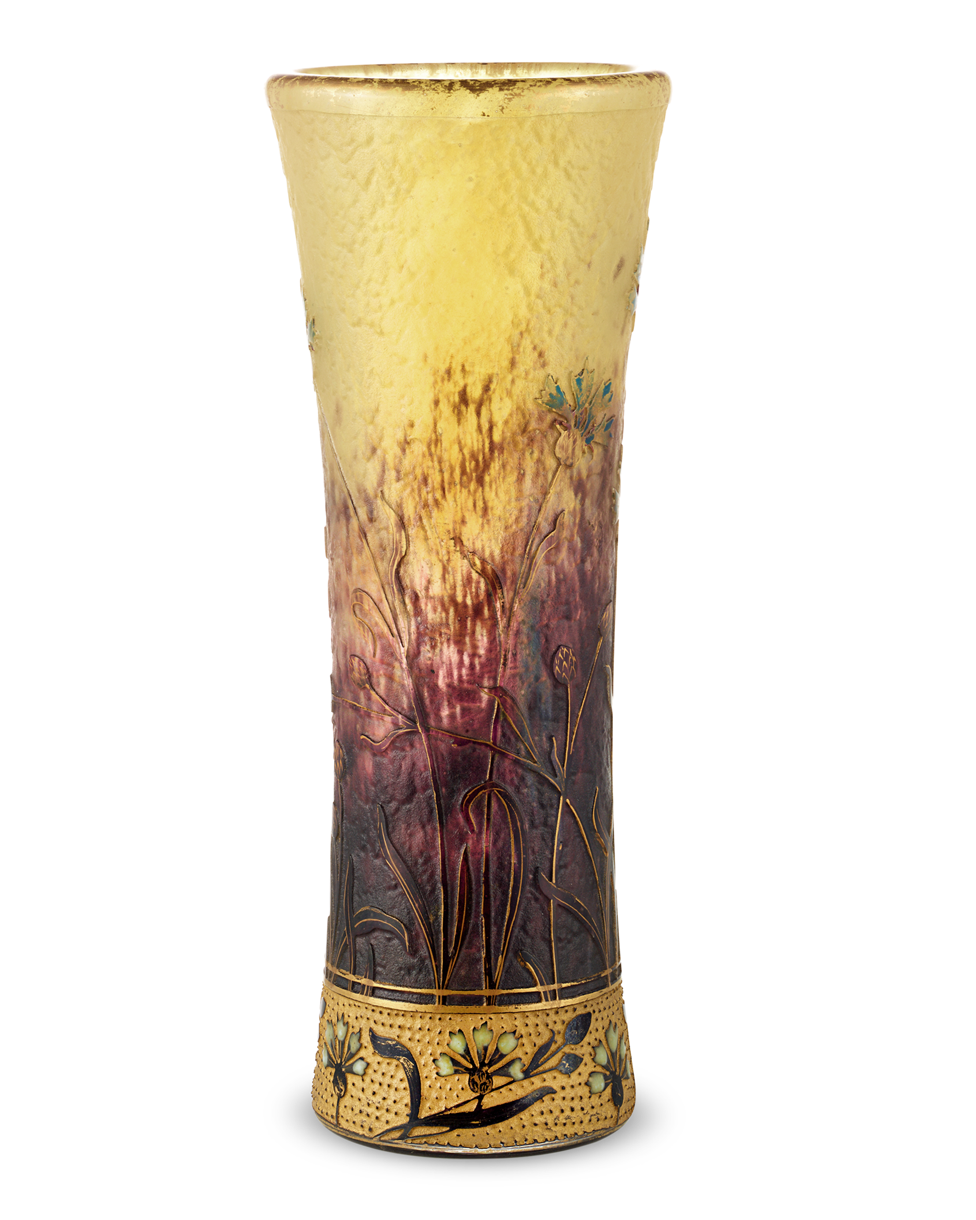 Gilded Cameo Glass Vase by Daum Nancy