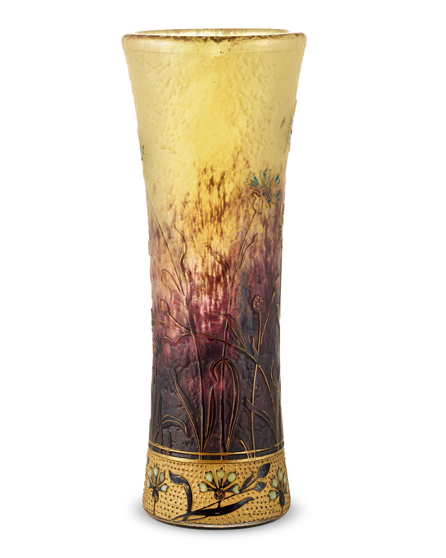 Gilded Cameo Glass Vase by Daum Nancy