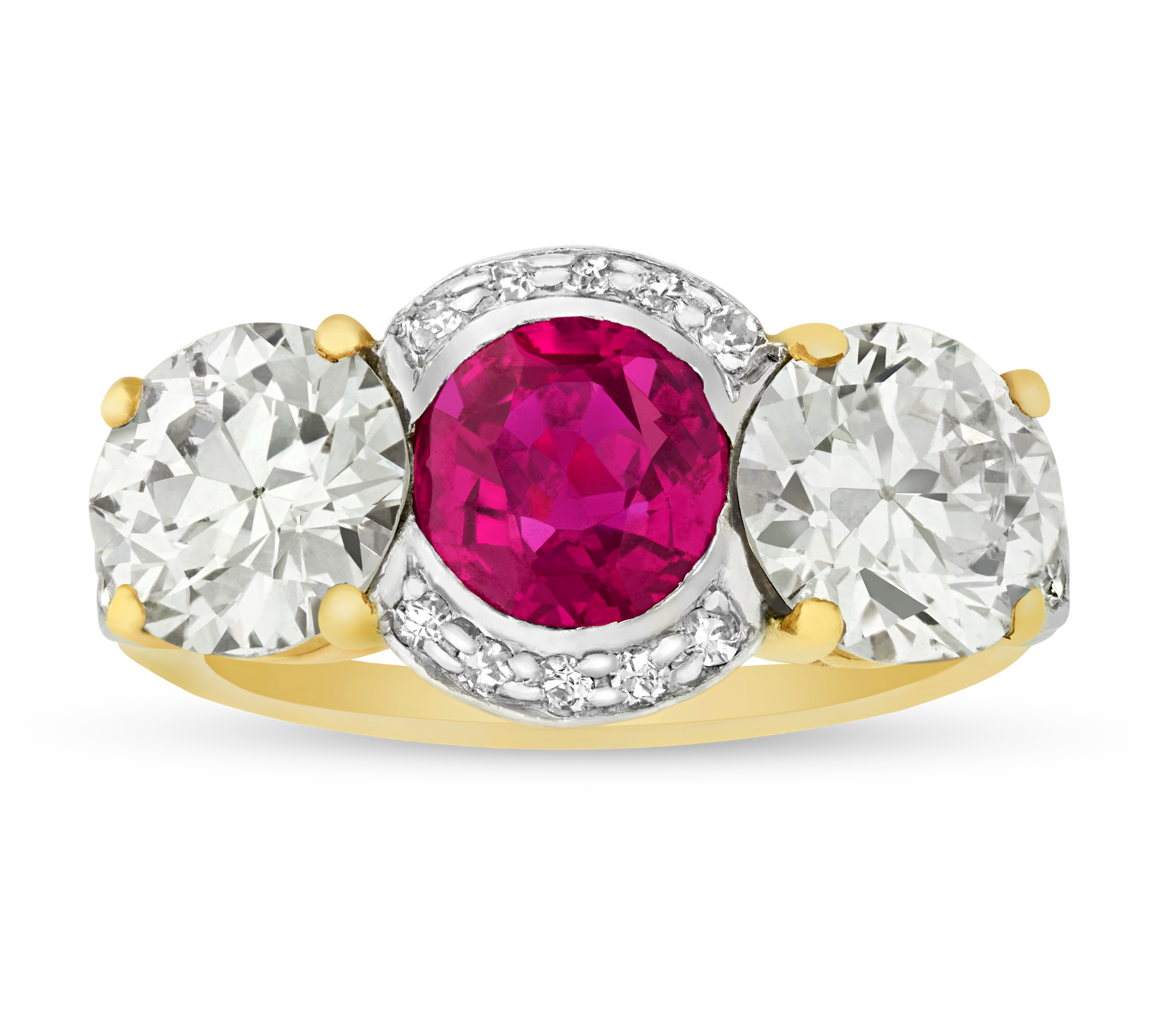 Unheated Burma Ruby and Diamond Ring